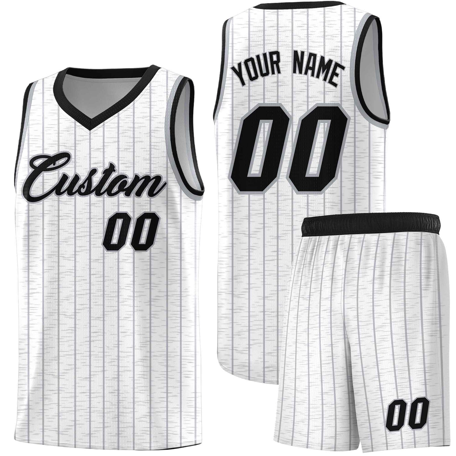 Custom White Custom Gray Pinstripe Retro Sets Uniform Basketball Jersey