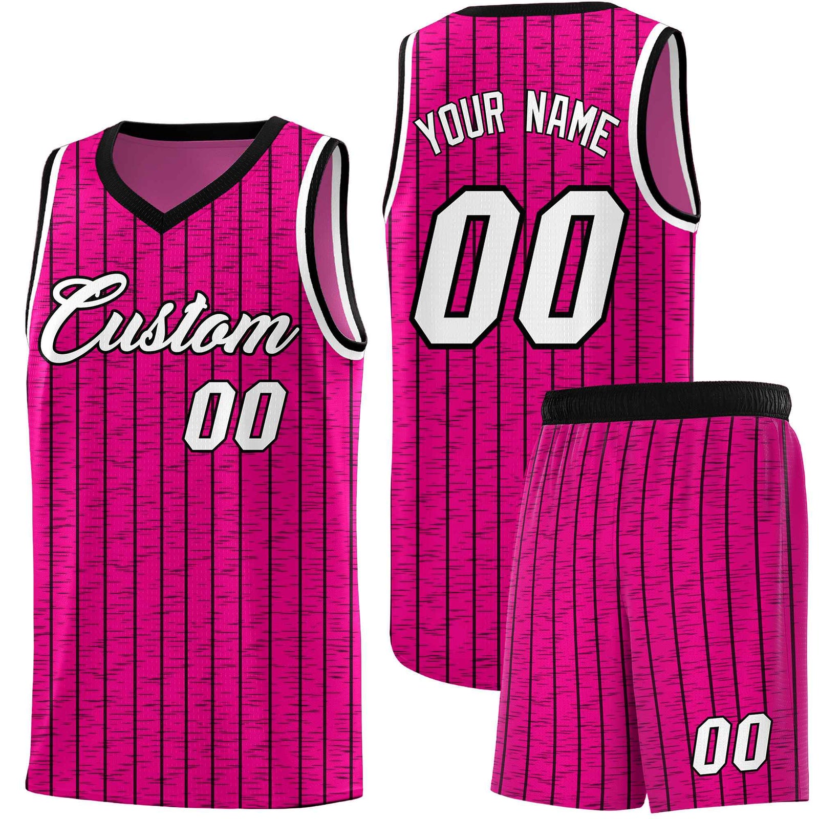 Custom Pink Custom Gray Pinstripe Retro Sets Uniform Basketball Jersey