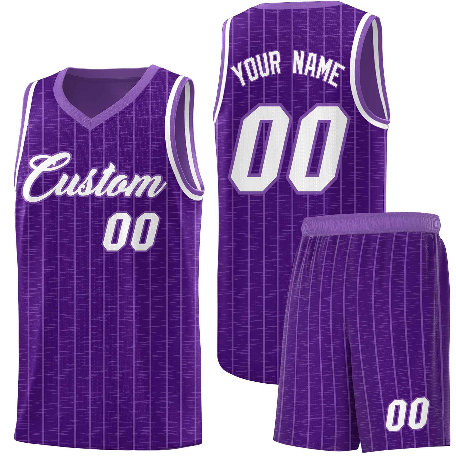 Custom Purple Custom Gray Pinstripe Retro Sets Uniform Basketball Jersey