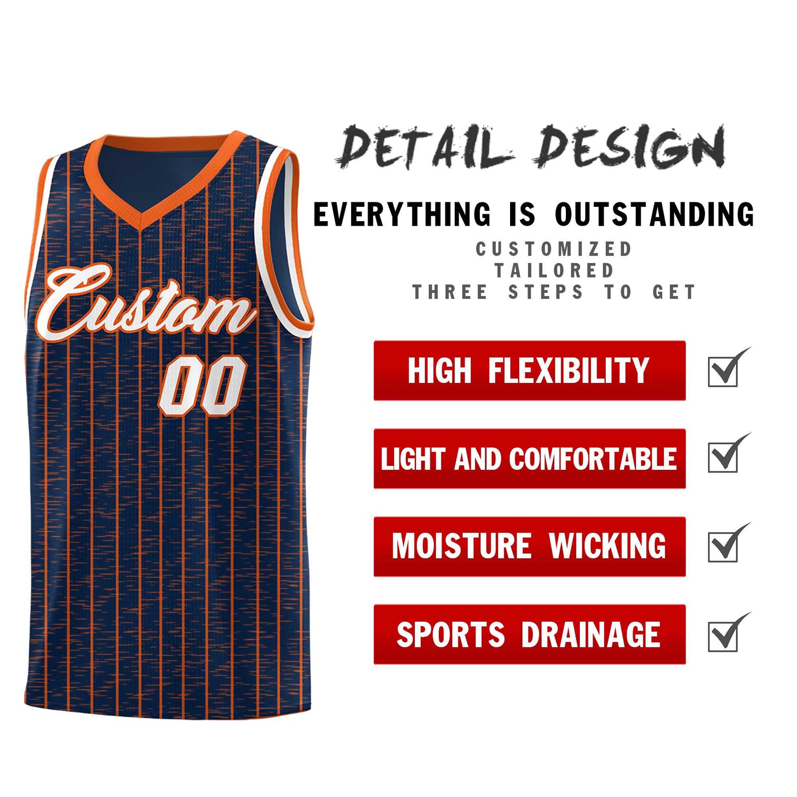 Custom Navy Custom Gray Pinstripe Retro Sets Uniform Basketball Jersey