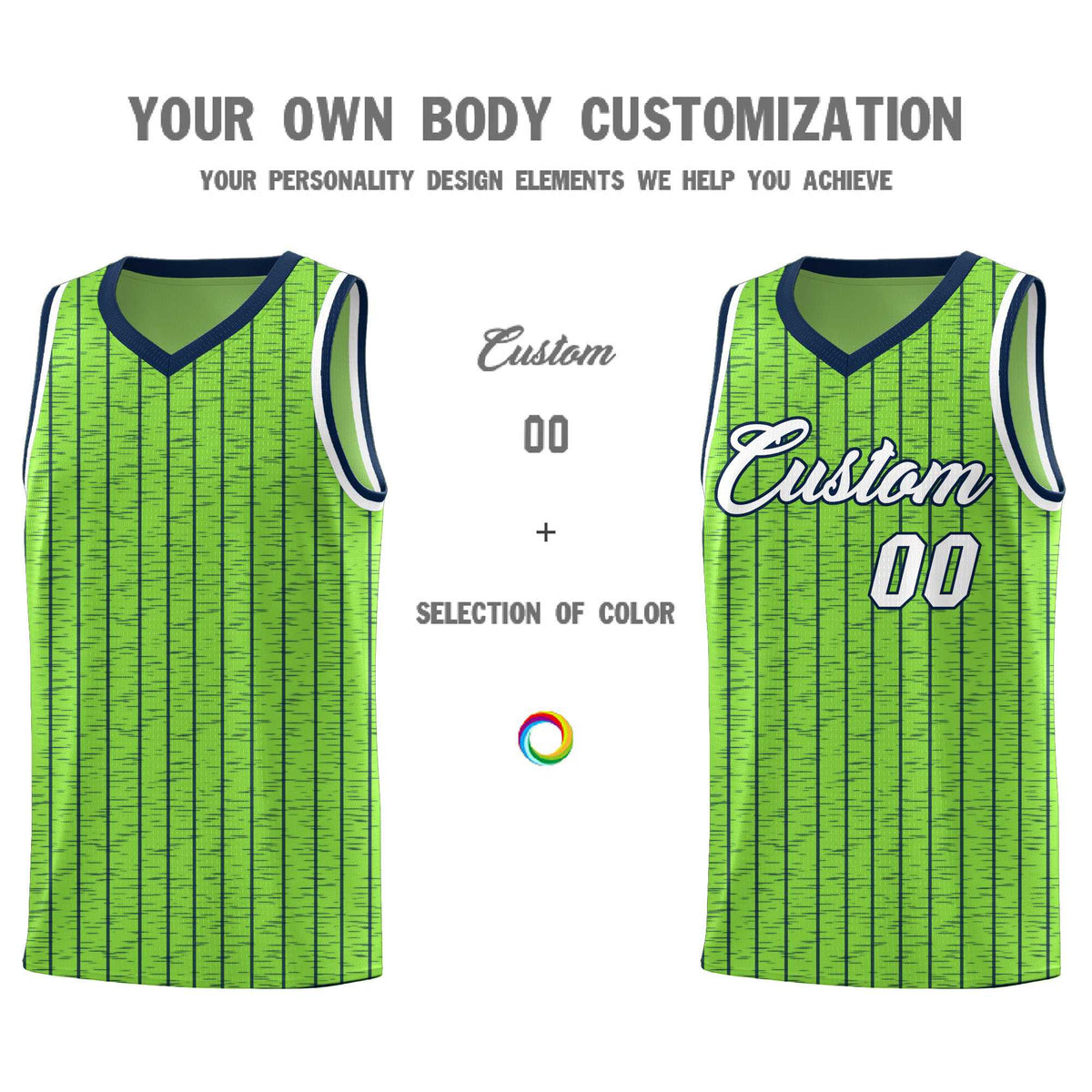Custom Fluorescent Green Custom Gray Pinstripe Retro Sets Uniform Basketball Jersey