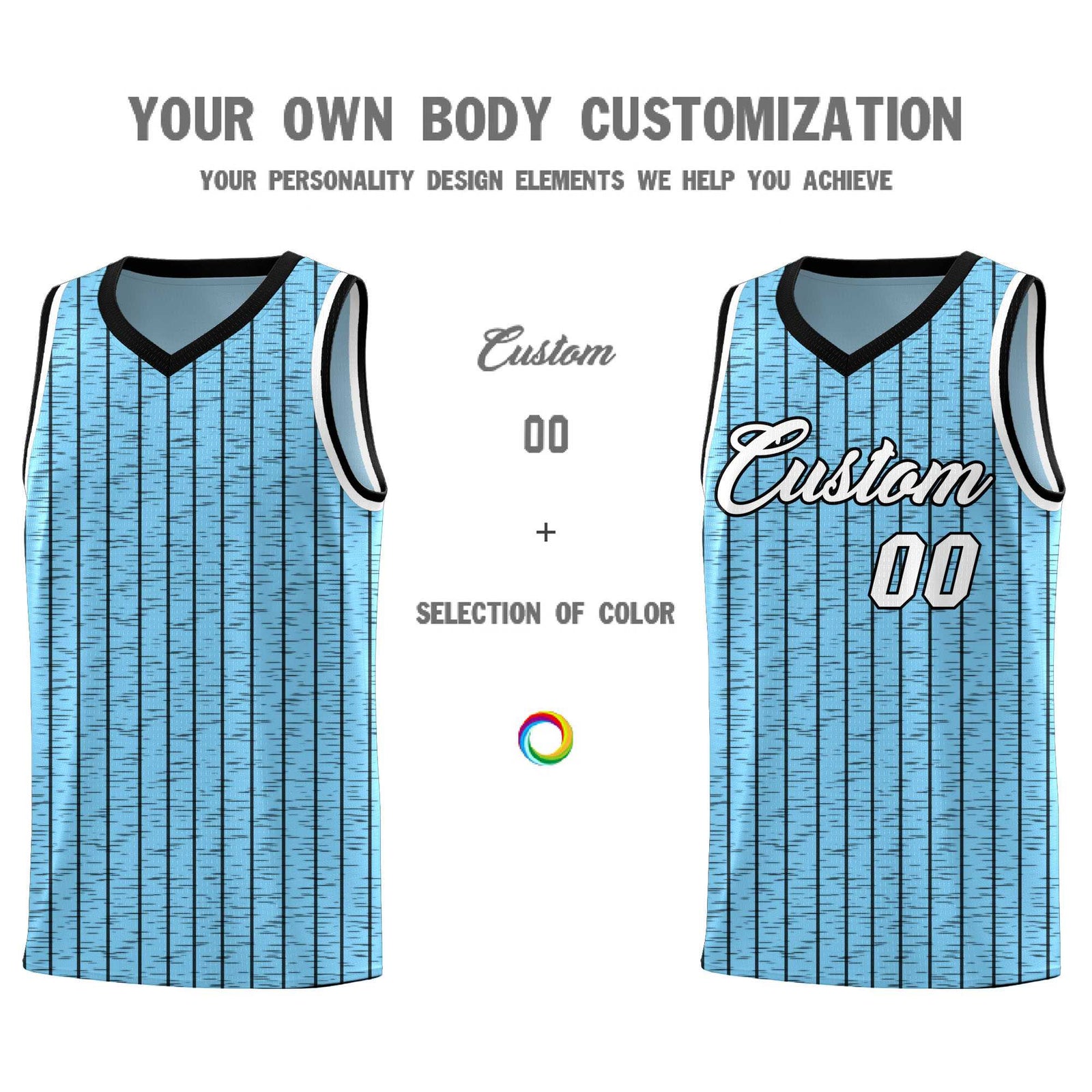 Custom Light Blue Custom Gray Pinstripe Retro Sets Uniform Basketball Jersey