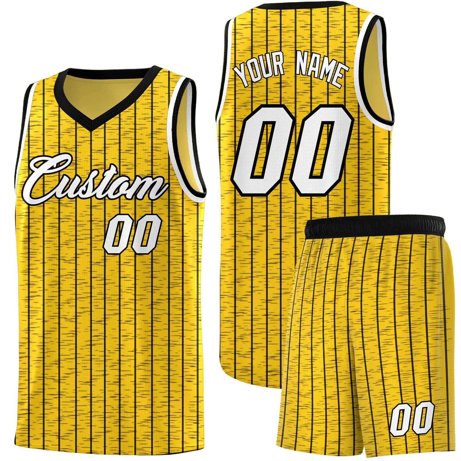 Custom Gold Custom Gray Pinstripe Retro Sets Uniform Basketball Jersey