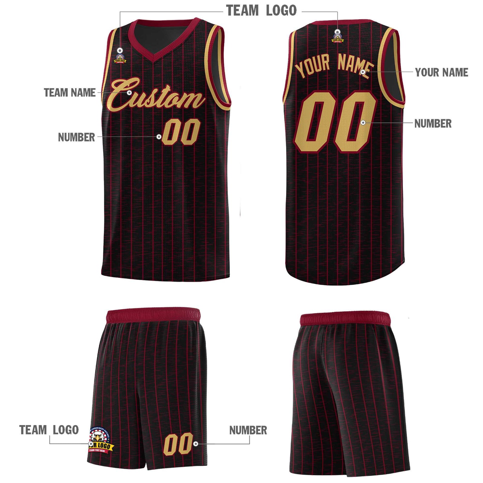 Custom Black Custom Gray Pinstripe Retro Sets Uniform Basketball Jersey