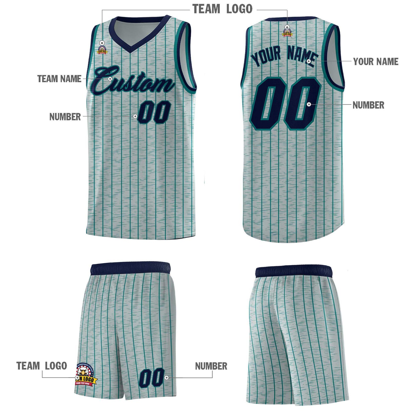 Custom Gray Custom Gray Pinstripe Retro Sets Uniform Basketball Jersey