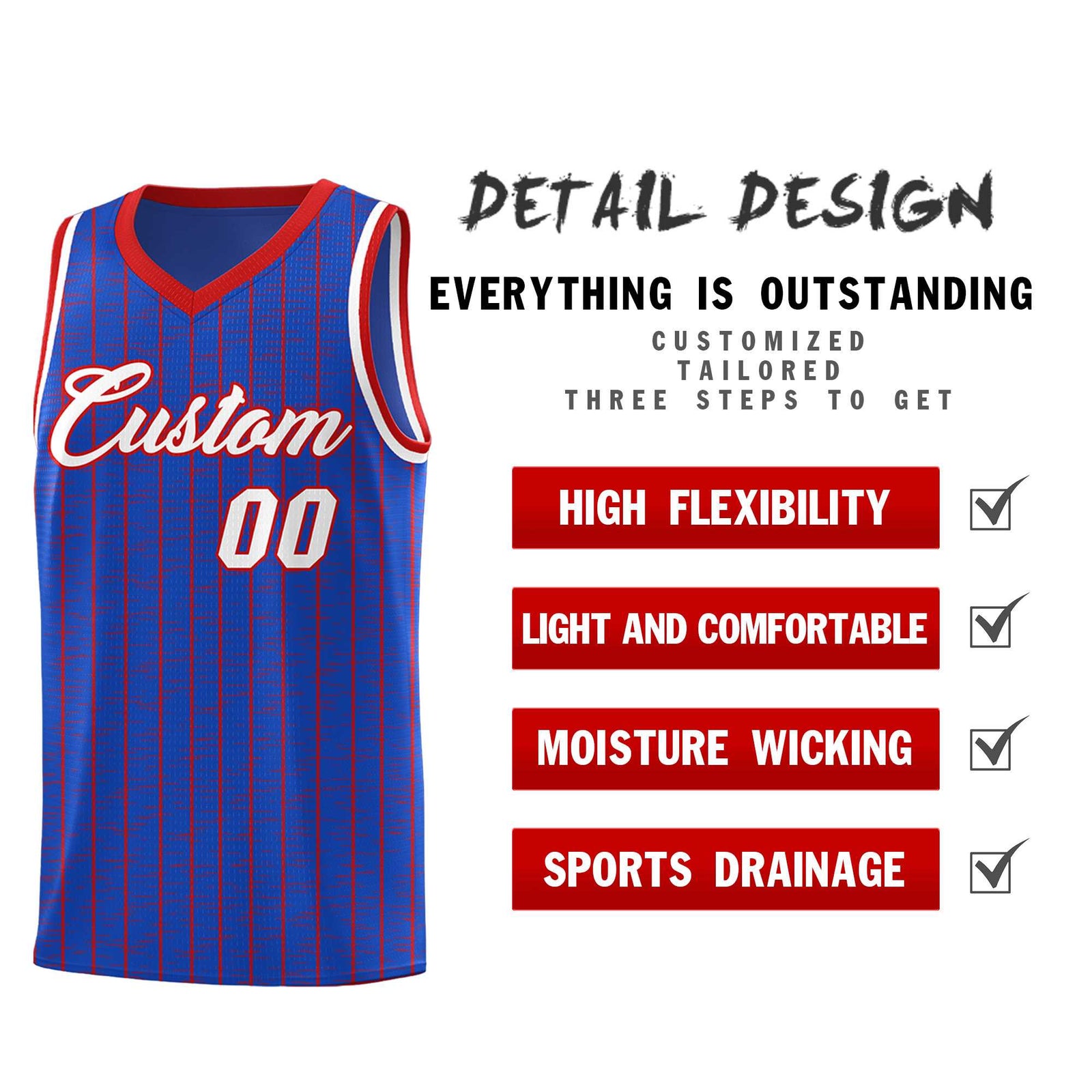 Custom Royal Blue Custom Gray Pinstripe Retro Sets Uniform Basketball Jersey