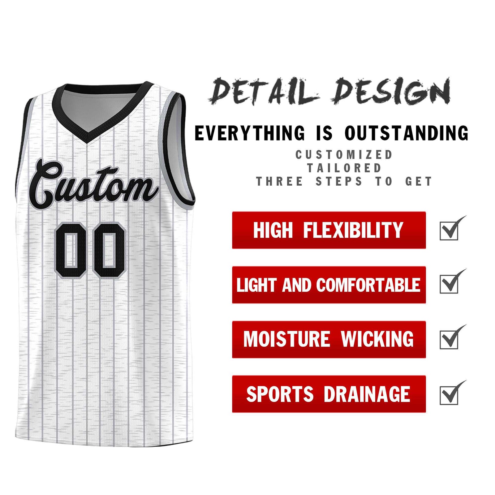 Custom White Custom Gray Pinstripe Retro Sets Uniform Basketball Jersey
