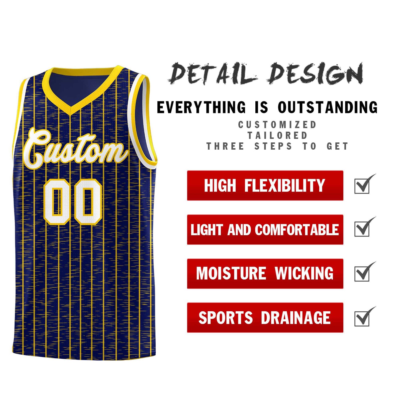 Custom Navy Custom Gray Pinstripe Retro Sets Uniform Basketball Jersey