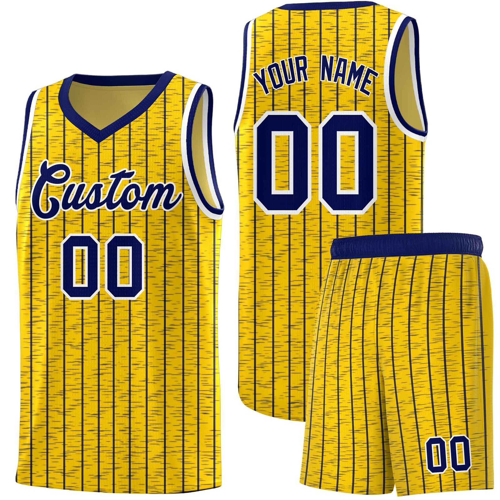 Custom Gold Custom Gray Pinstripe Retro Sets Uniform Basketball Jersey