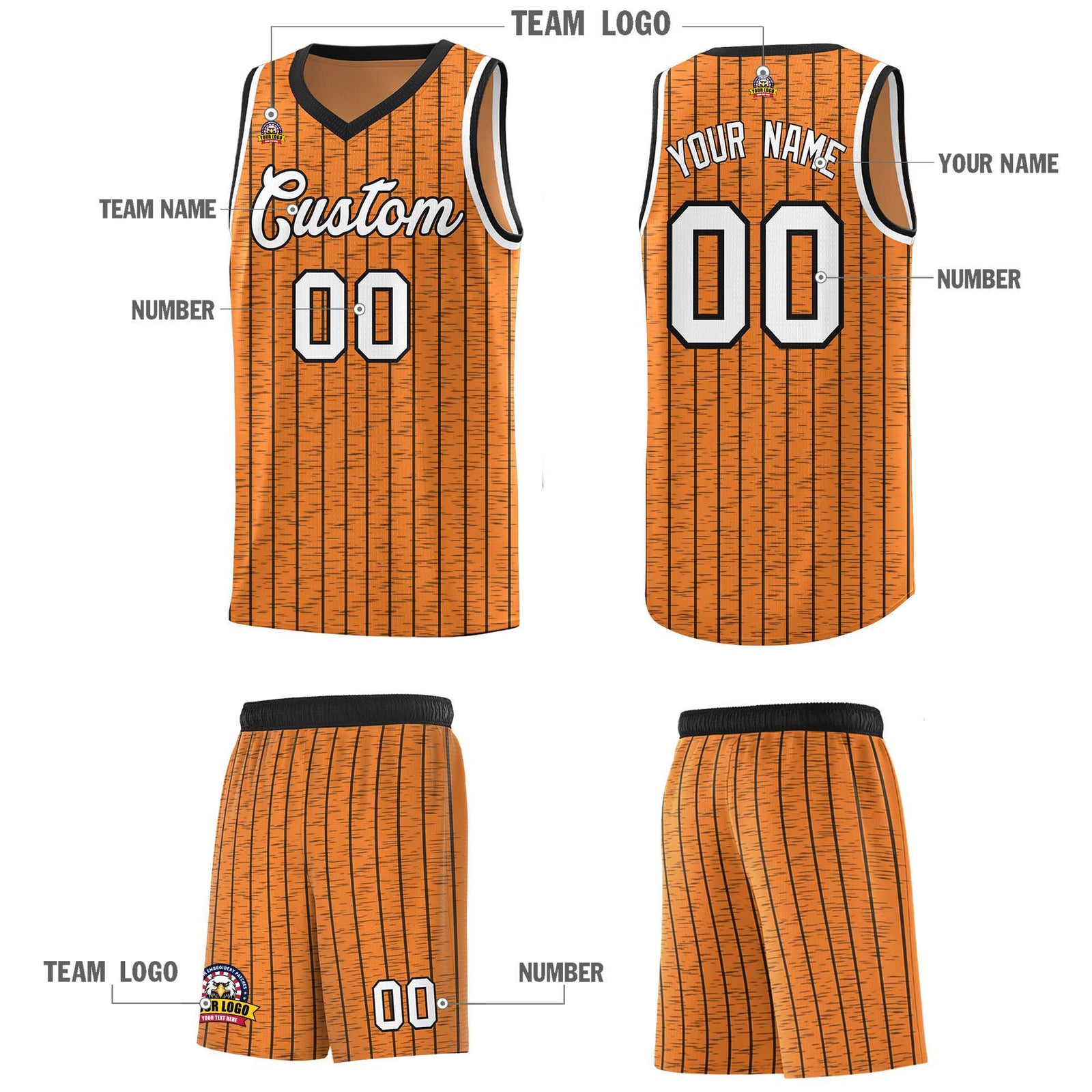 Custom Gold Orange Custom Gray Pinstripe Retro Sets Uniform Basketball Jersey