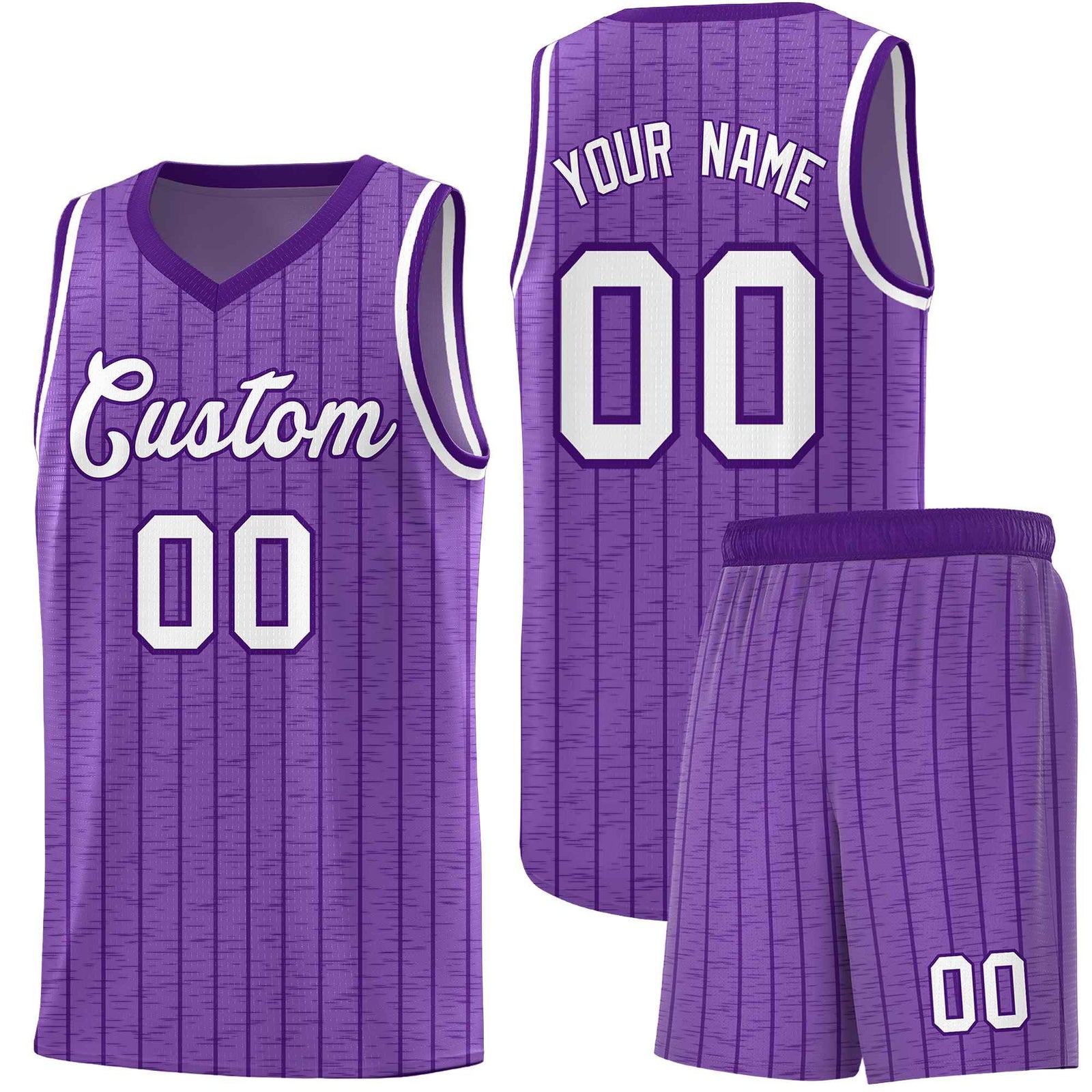 Custom Light Purple Custom Gray Pinstripe Retro Sets Uniform Basketball Jersey