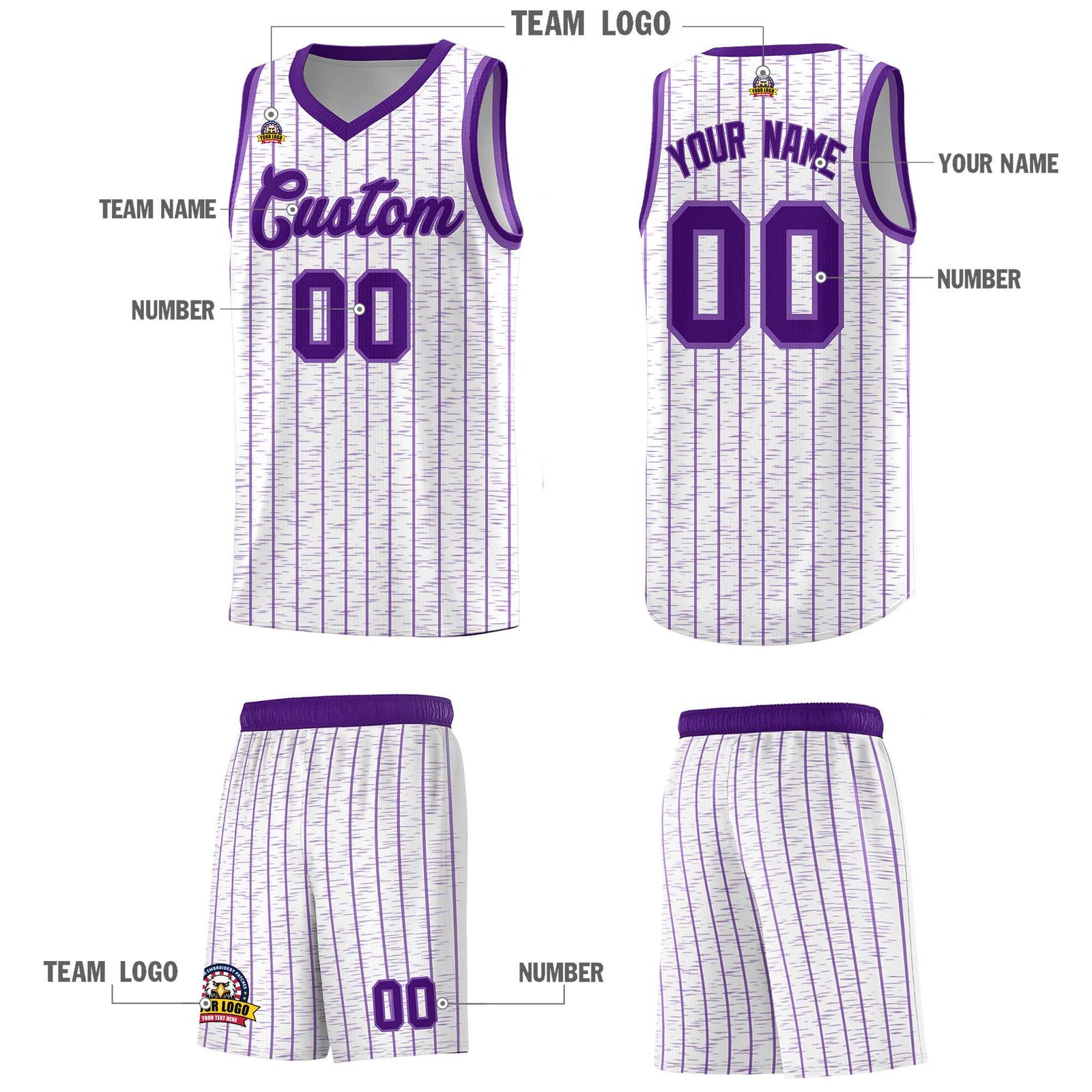 Custom White Custom Gray Pinstripe Retro Sets Uniform Basketball Jersey