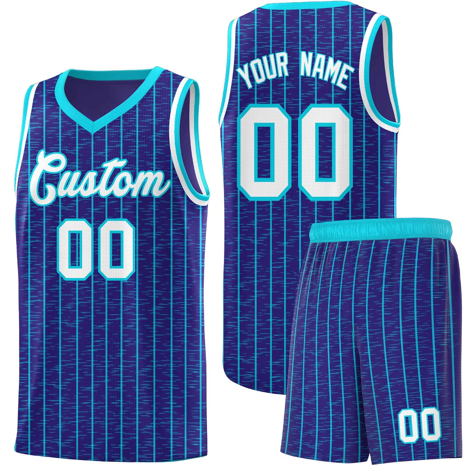 Custom Royal Custom Gray Pinstripe Retro Sets Uniform Basketball Jersey