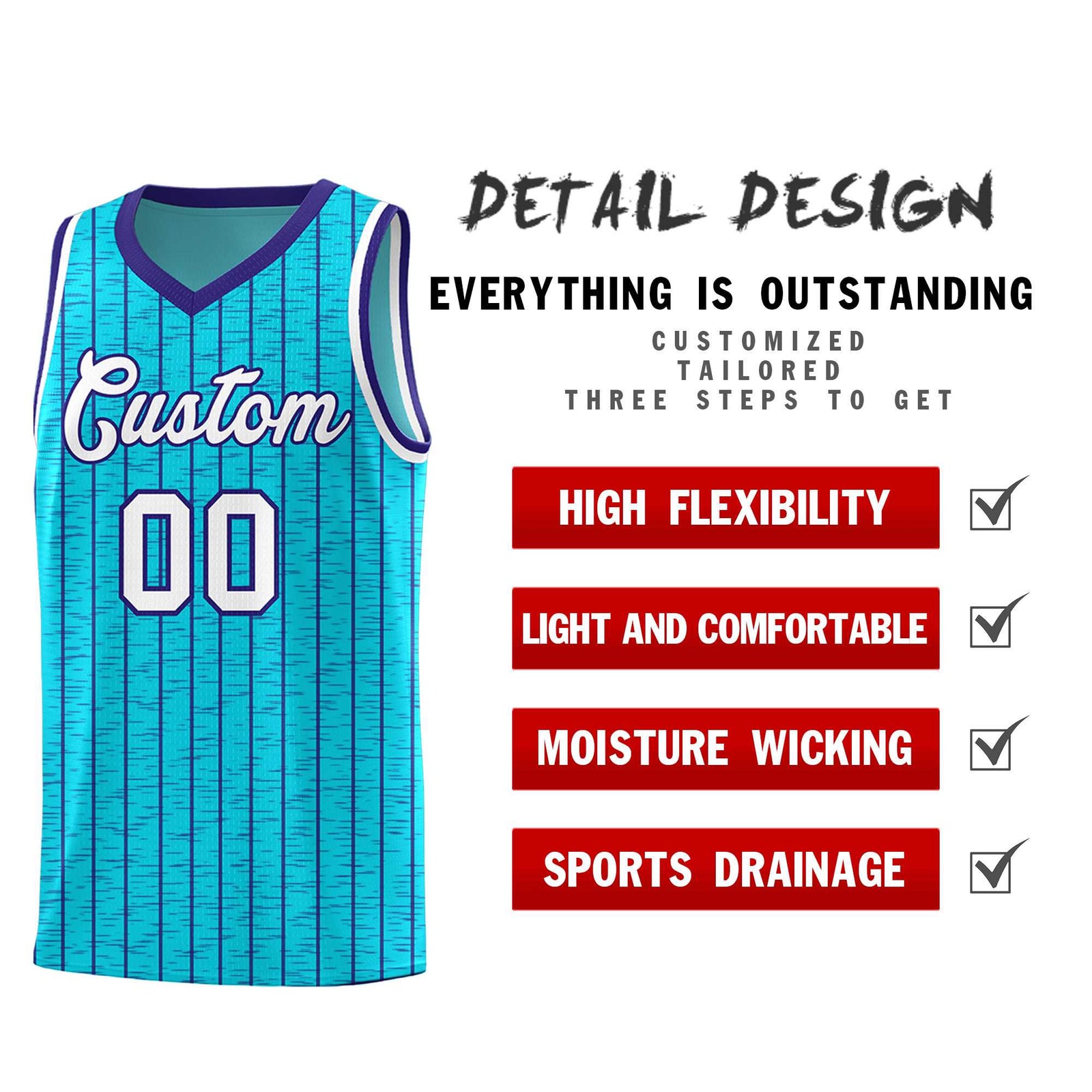 Custom Sky Blue Custom Gray Pinstripe Retro Sets Uniform Basketball Jersey