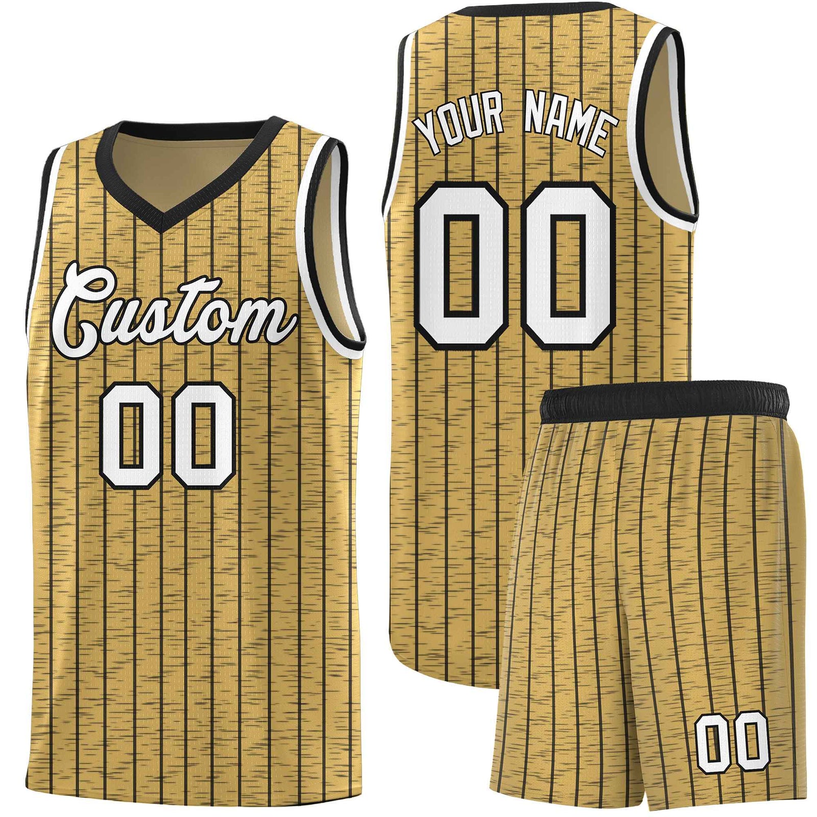 Custom Old Gold Custom Gray Pinstripe Retro Sets Uniform Basketball Jersey