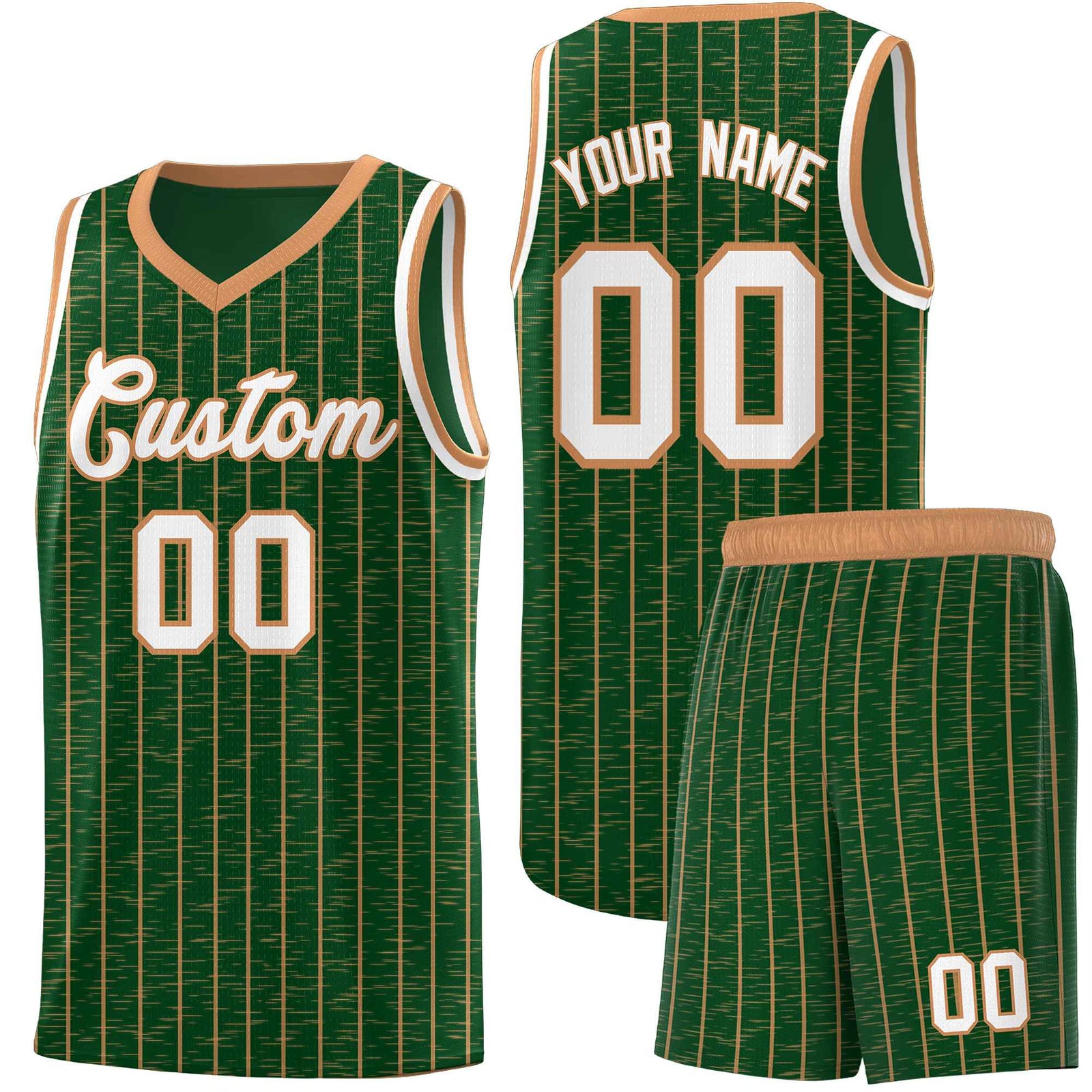 Custom Green Custom Gray Pinstripe Retro Sets Uniform Basketball Jersey