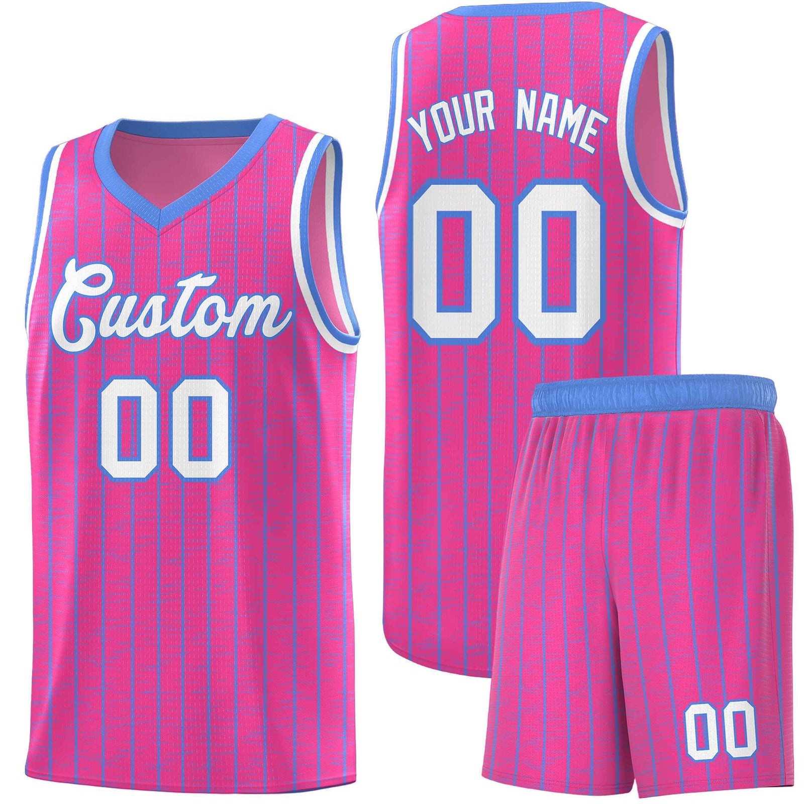 Custom Pink Custom Gray Pinstripe Retro Sets Uniform Basketball Jersey