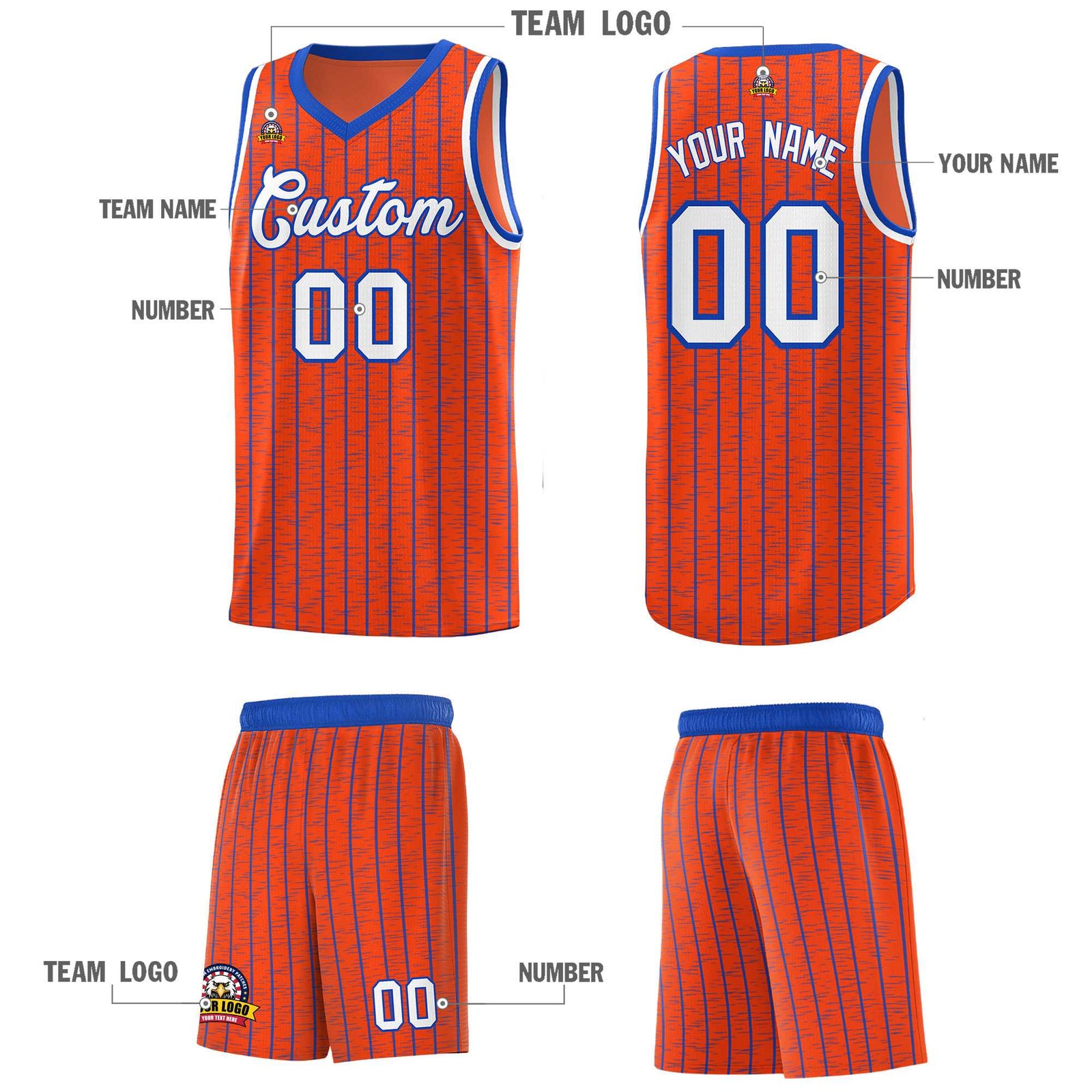 Custom Orange Custom Gray Pinstripe Retro Sets Uniform Basketball Jersey
