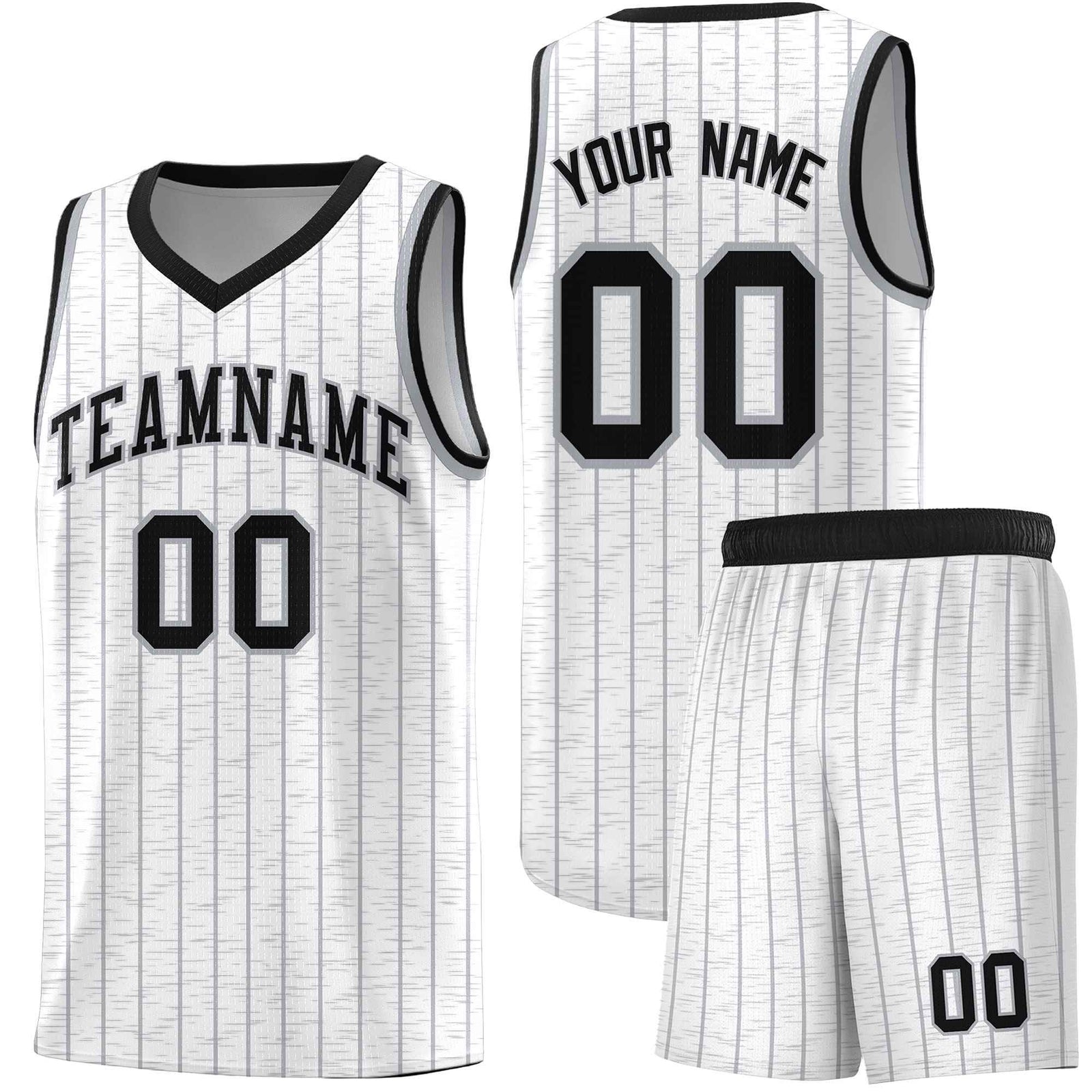 Custom White Custom Gray Pinstripe Retro Sets Uniform Basketball Jersey