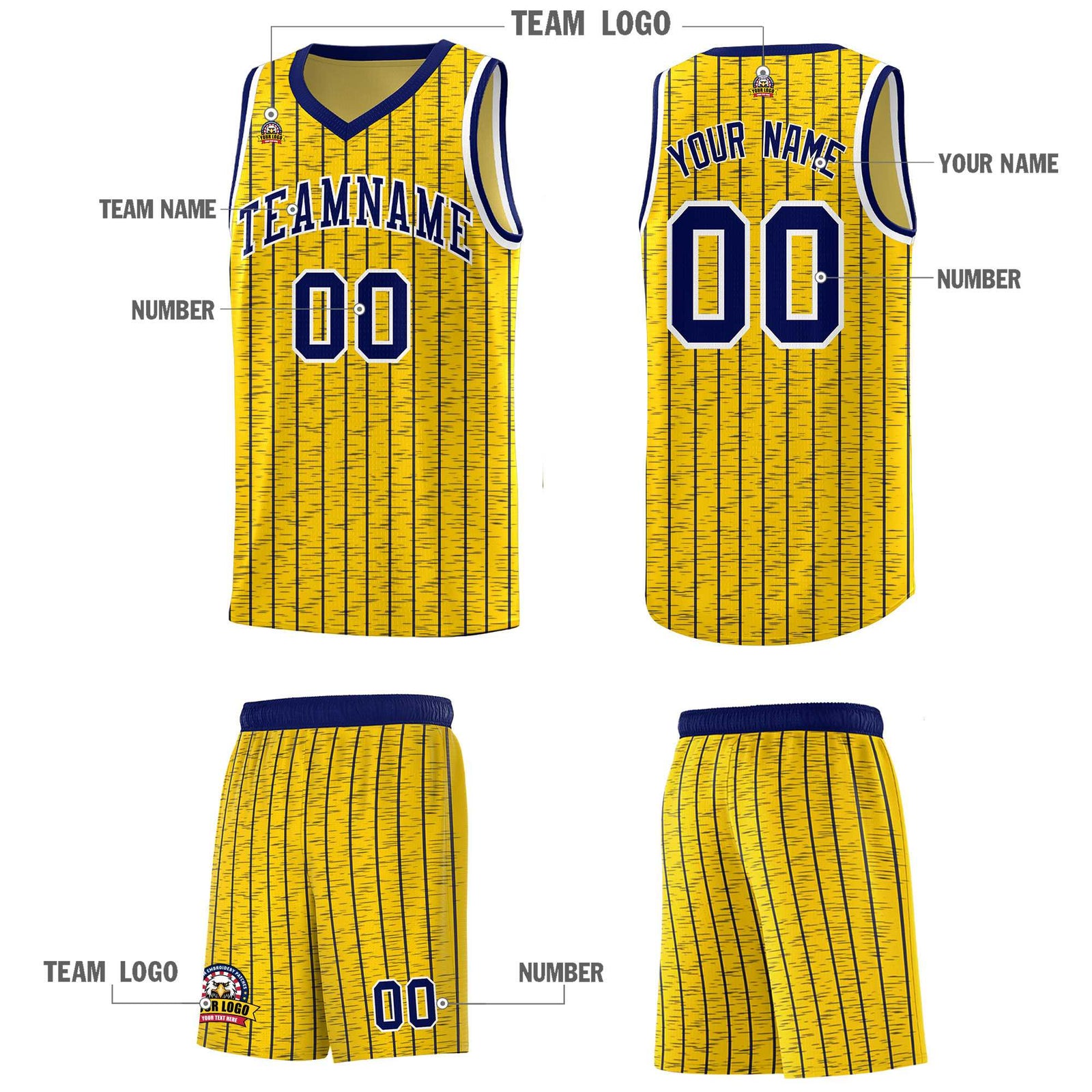 Custom Gold Custom Gray Pinstripe Retro Sets Uniform Basketball Jersey