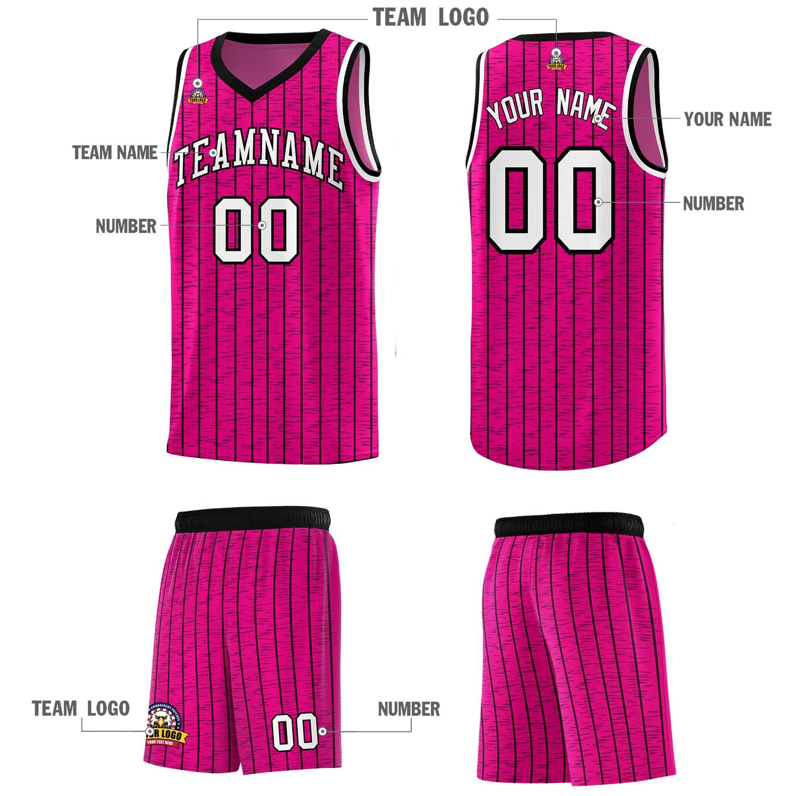 Custom Pink Custom Gray Pinstripe Retro Sets Uniform Basketball Jersey