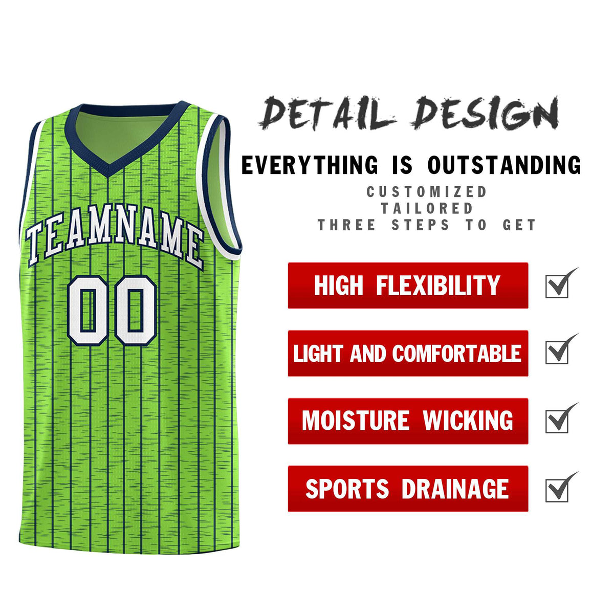 Custom Fluorescent Green Custom Gray Pinstripe Retro Sets Uniform Basketball Jersey