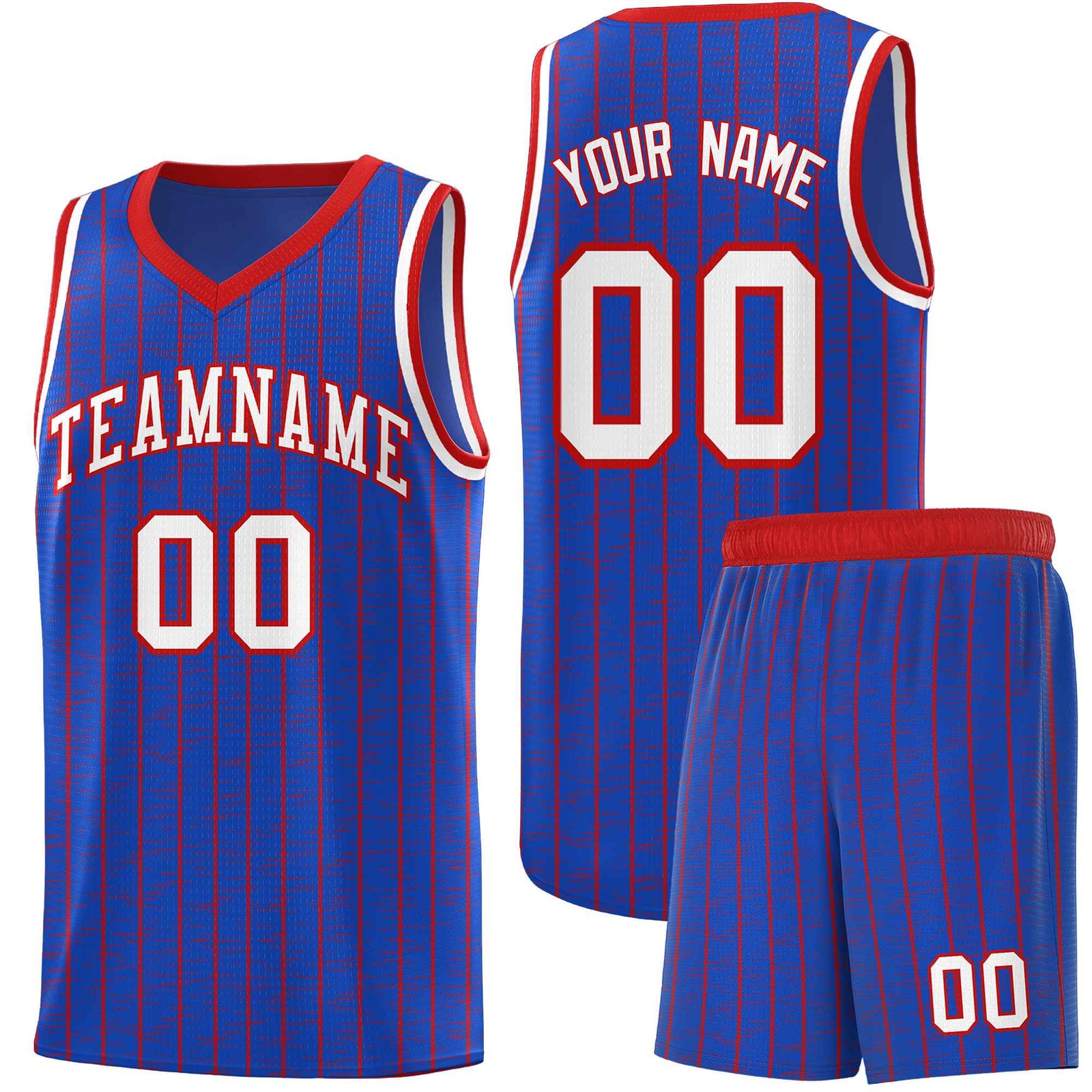 Custom Royal Blue Custom Gray Pinstripe Retro Sets Uniform Basketball Jersey