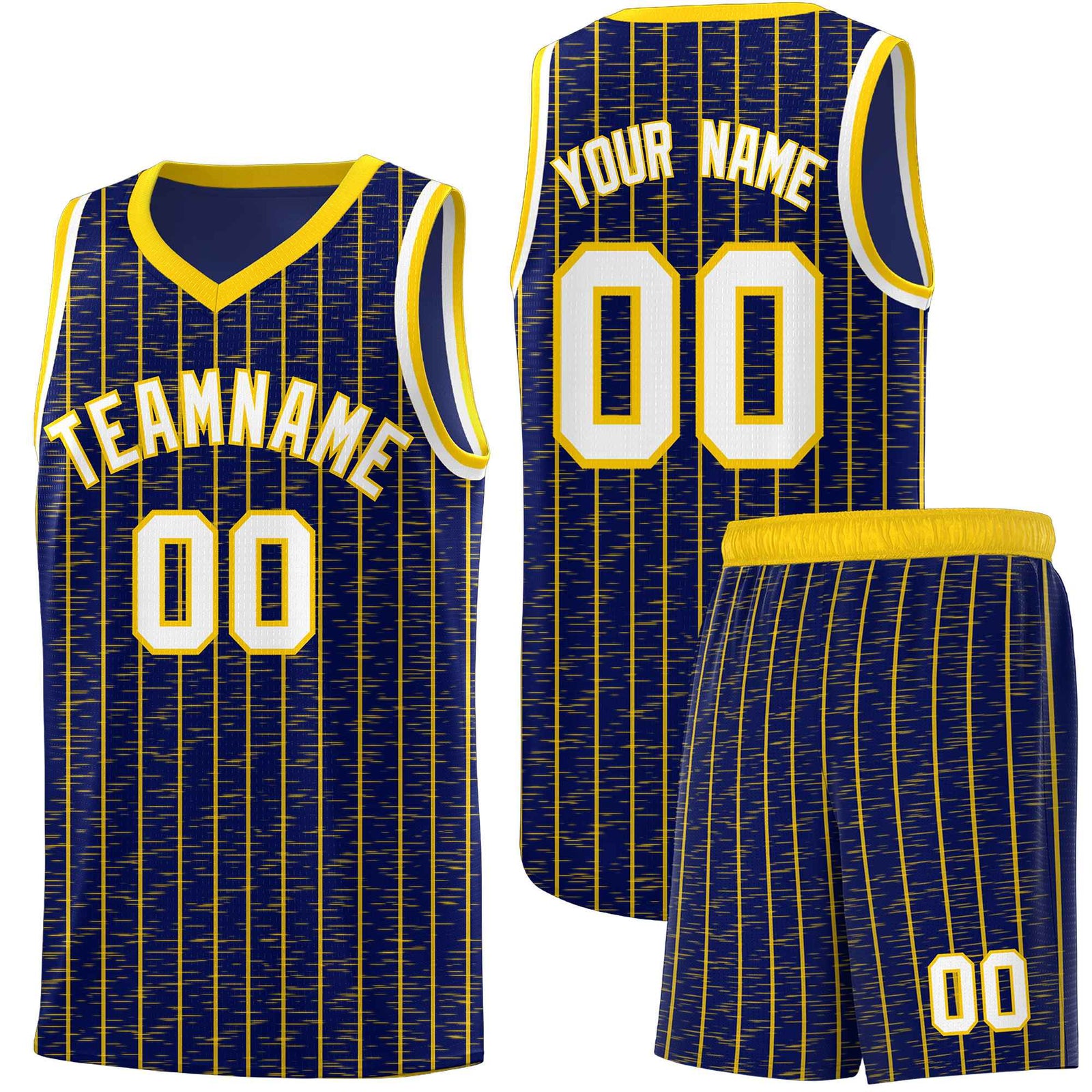 Custom Navy Custom Gray Pinstripe Retro Sets Uniform Basketball Jersey