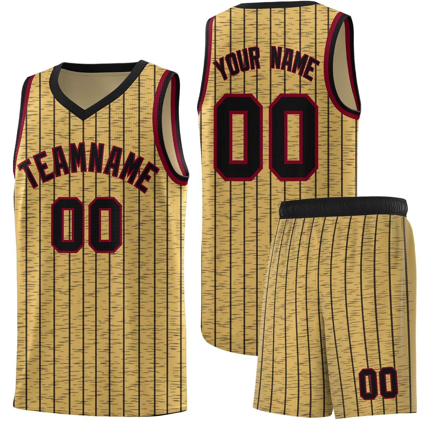 Custom Old Gold Custom Gray Pinstripe Retro Sets Uniform Basketball Jersey