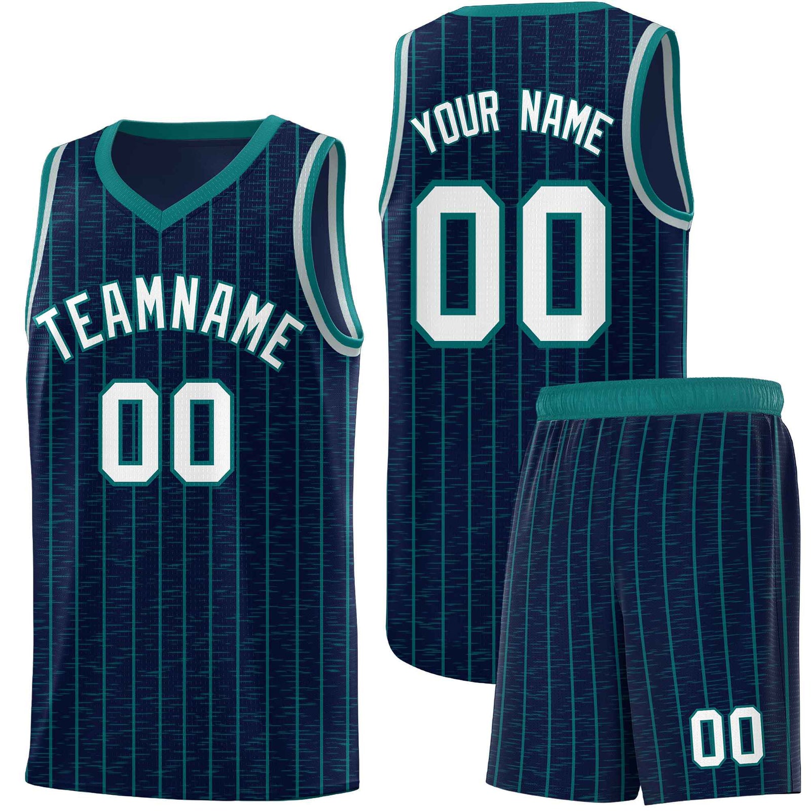 Custom Navy Custom Gray Pinstripe Retro Sets Uniform Basketball Jersey