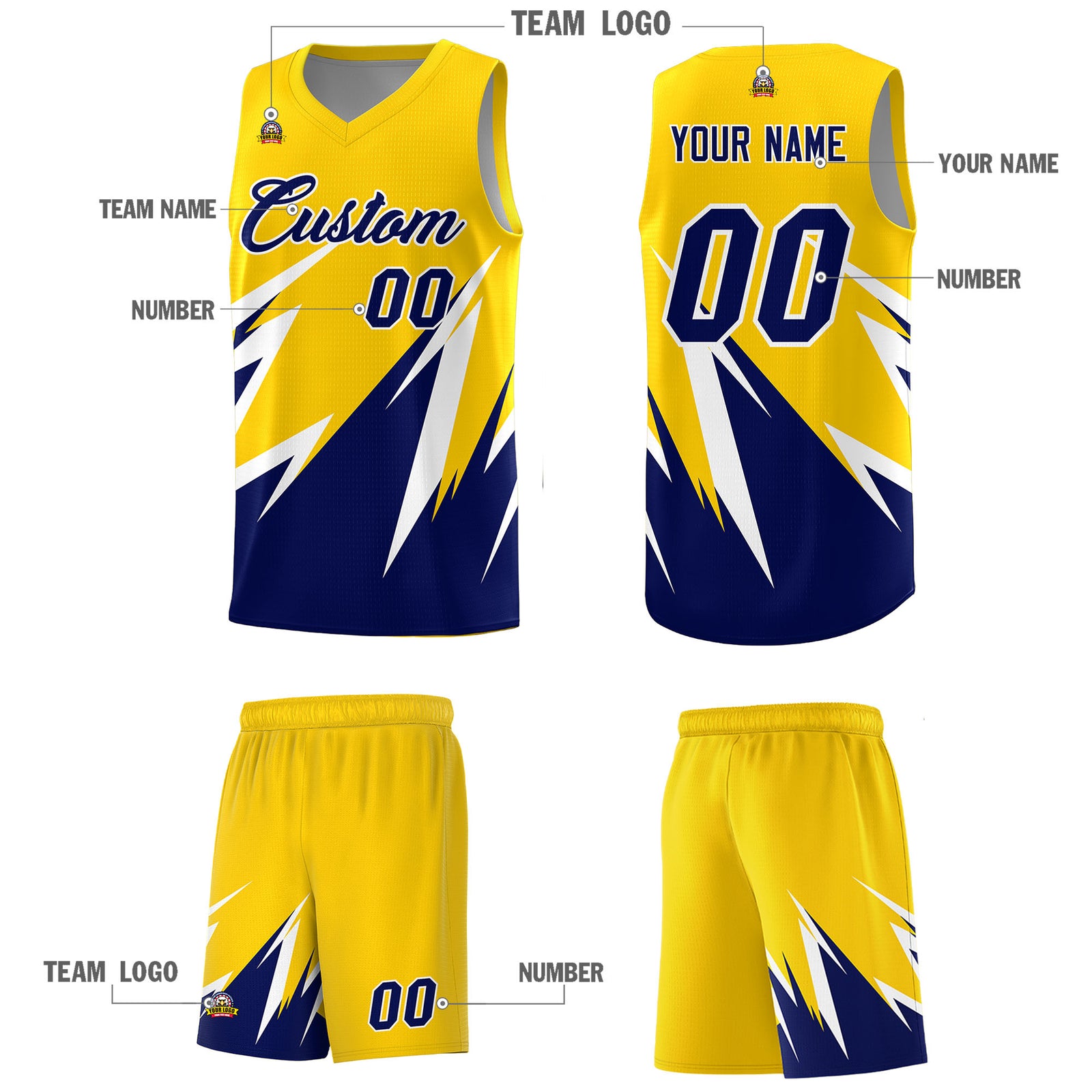 Custom Gold Abstract Mountain Pattern Sports Uniform Basketball Jersey
