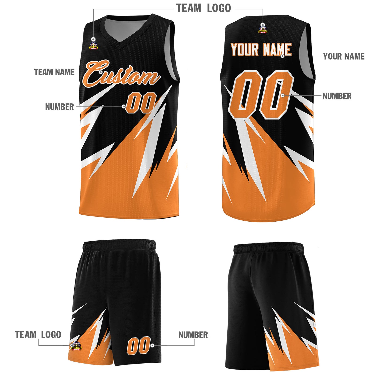 Custom Black Abstract Mountain Pattern Sports Uniform Basketball Jersey
