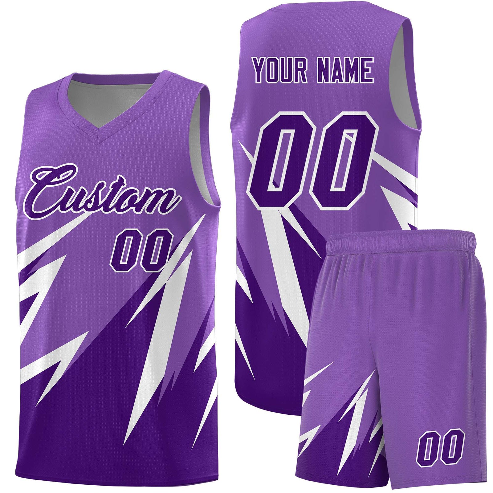 Custom Light Purple Abstract Mountain Pattern Sports Uniform Basketball Jersey