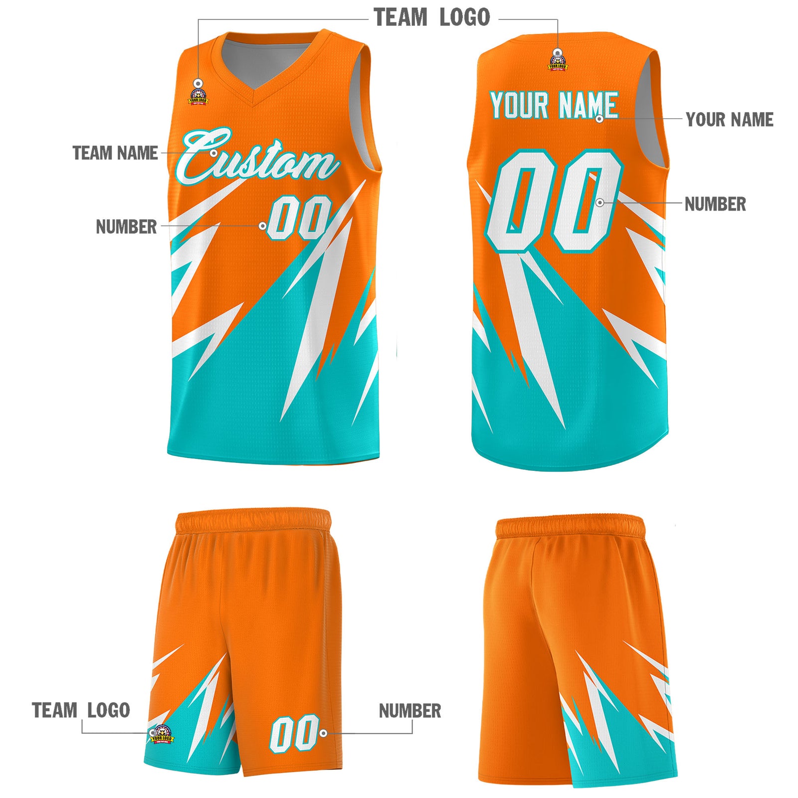 Custom Orange Abstract Mountain Pattern Sports Uniform Basketball Jersey