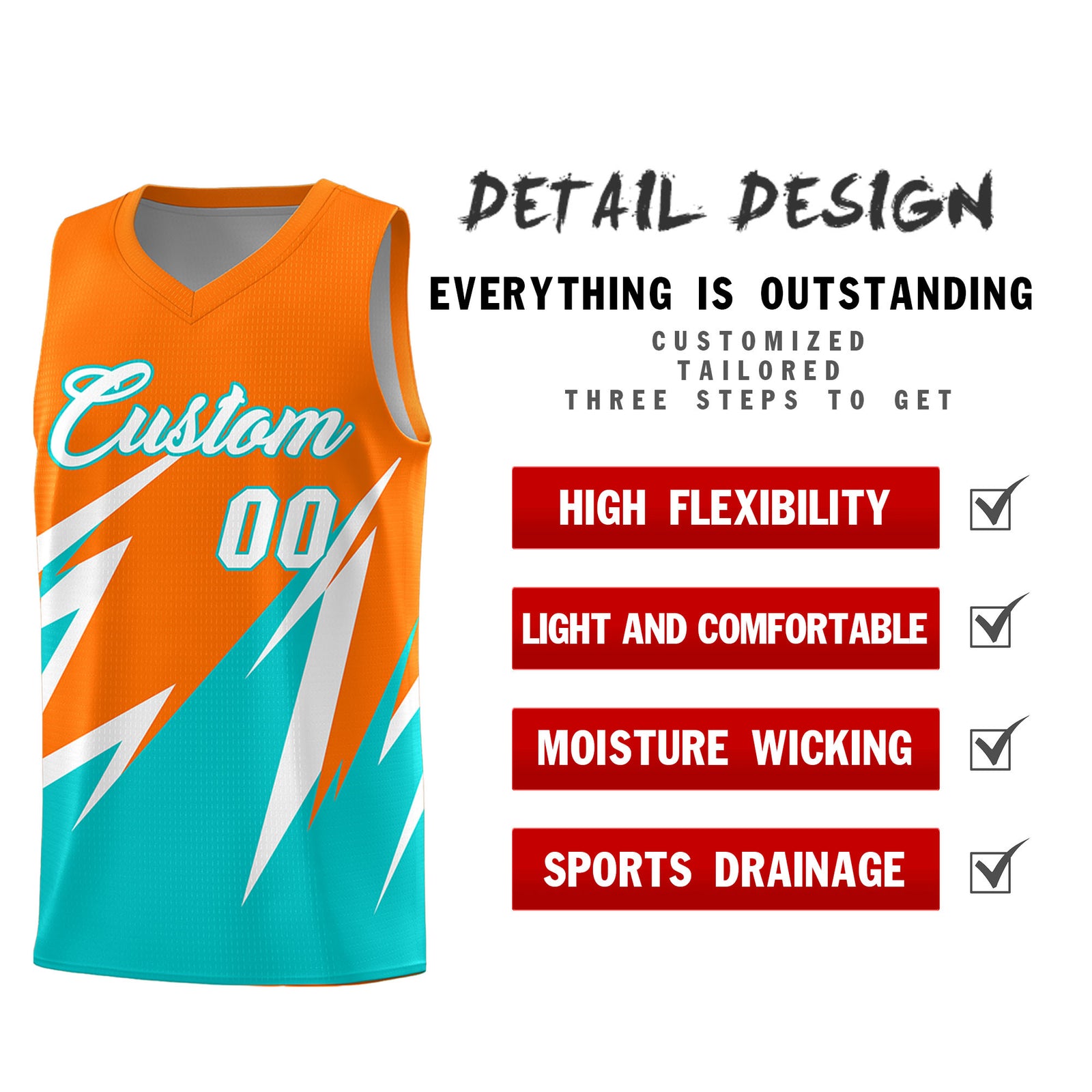 Custom Orange Abstract Mountain Pattern Sports Uniform Basketball Jersey