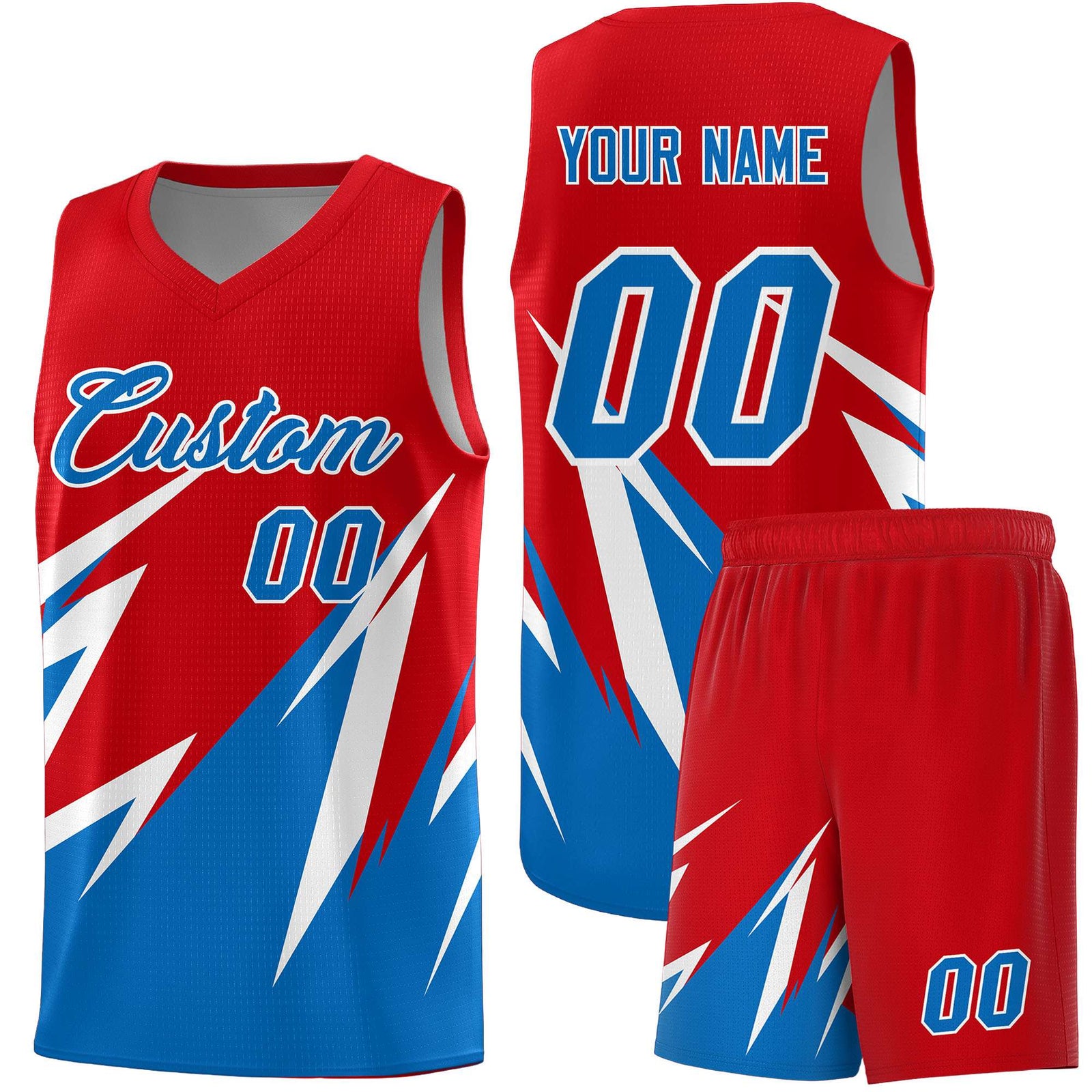Custom Red Abstract Mountain Pattern Sports Uniform Basketball Jersey
