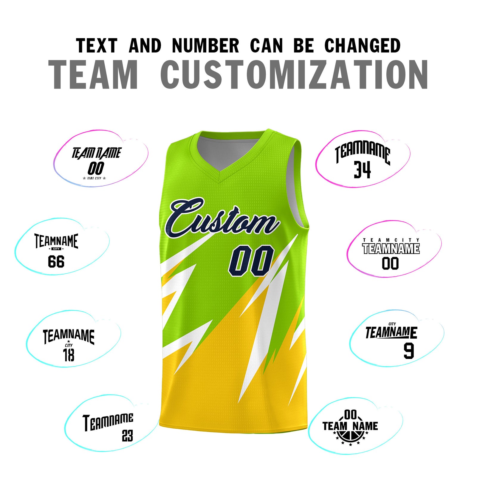 Custom Neon Green Abstract Mountain Pattern Sports Uniform Basketball Jersey