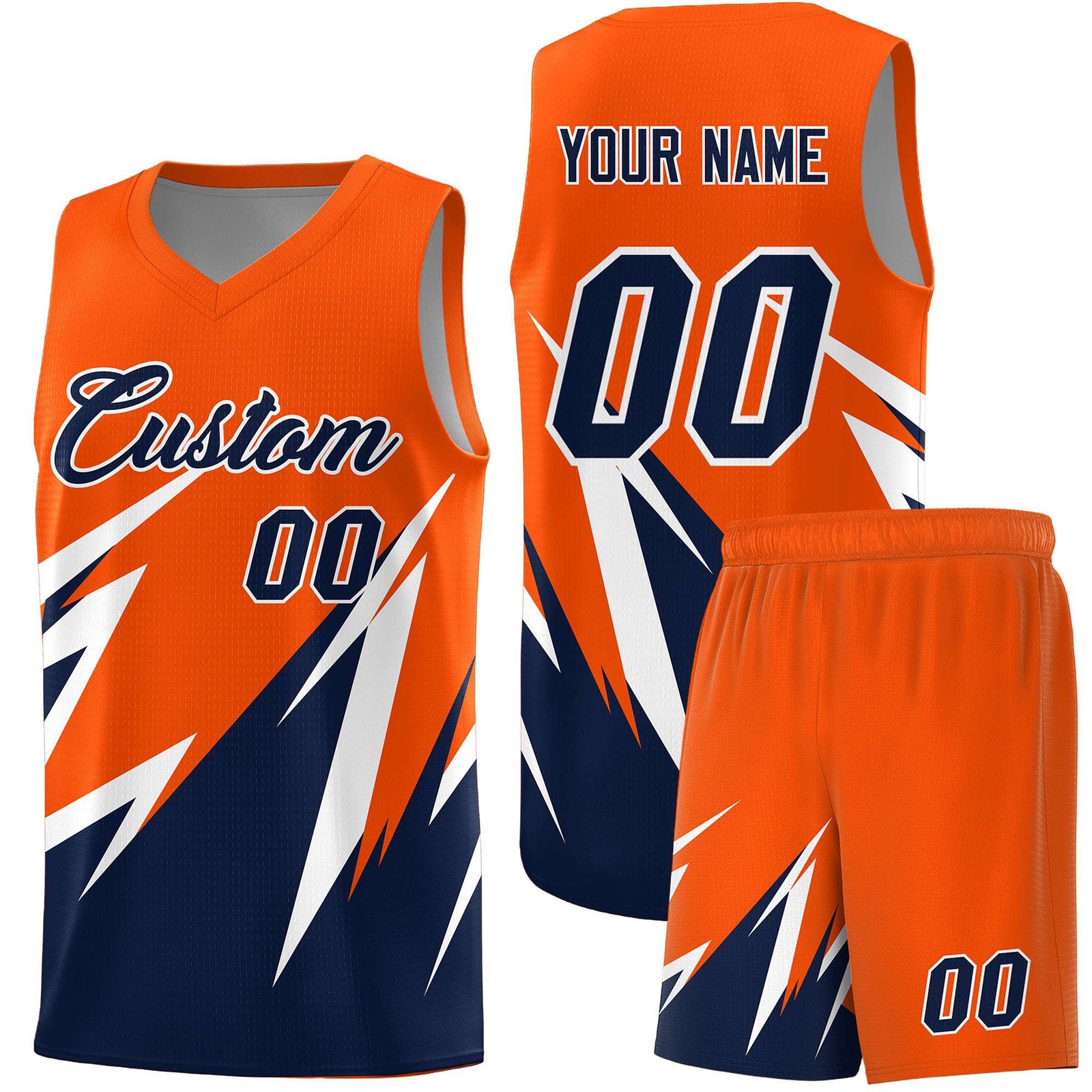 Custom Orange Abstract Mountain Pattern Sports Uniform Basketball Jersey