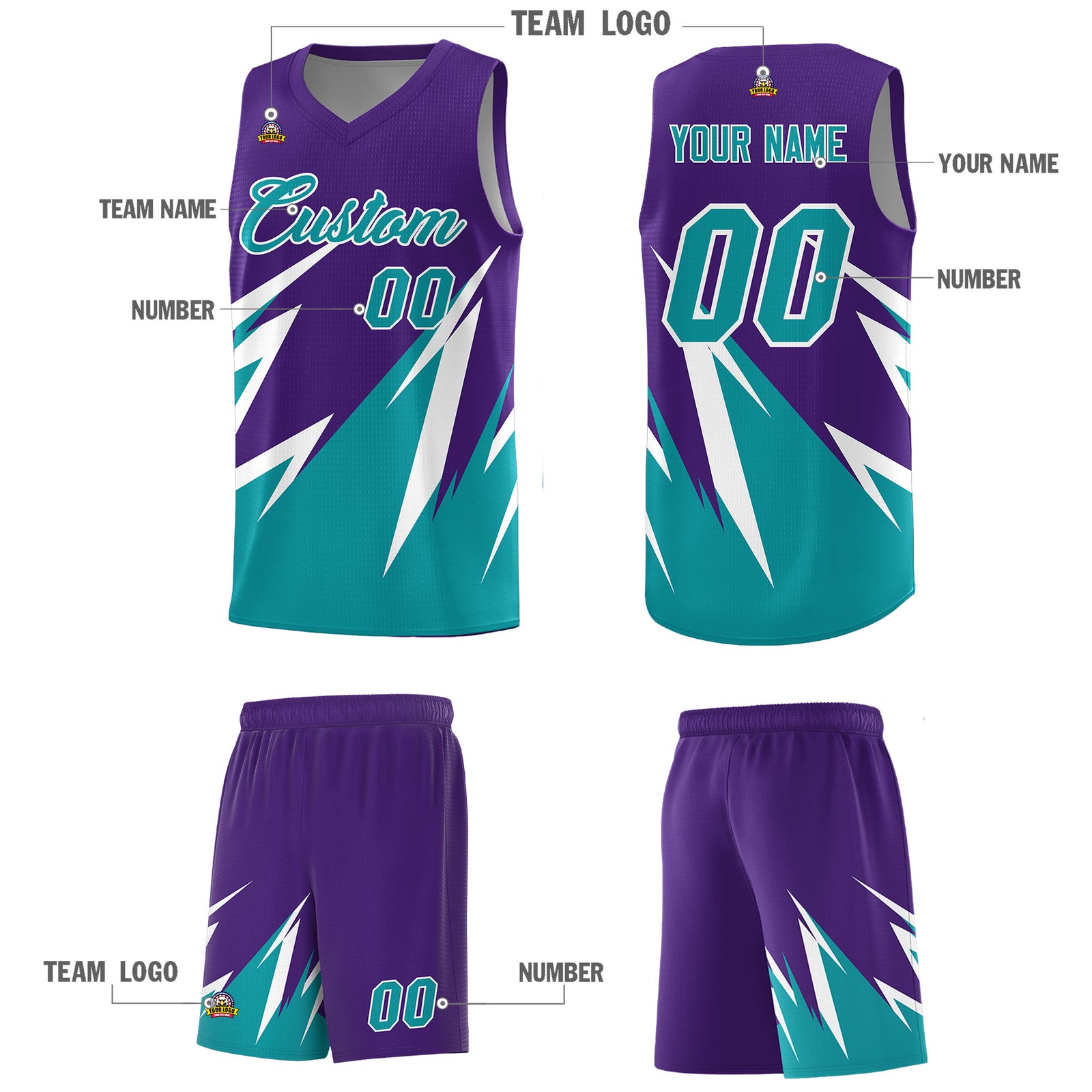 Custom Purple Abstract Mountain Pattern Sports Uniform Basketball Jersey