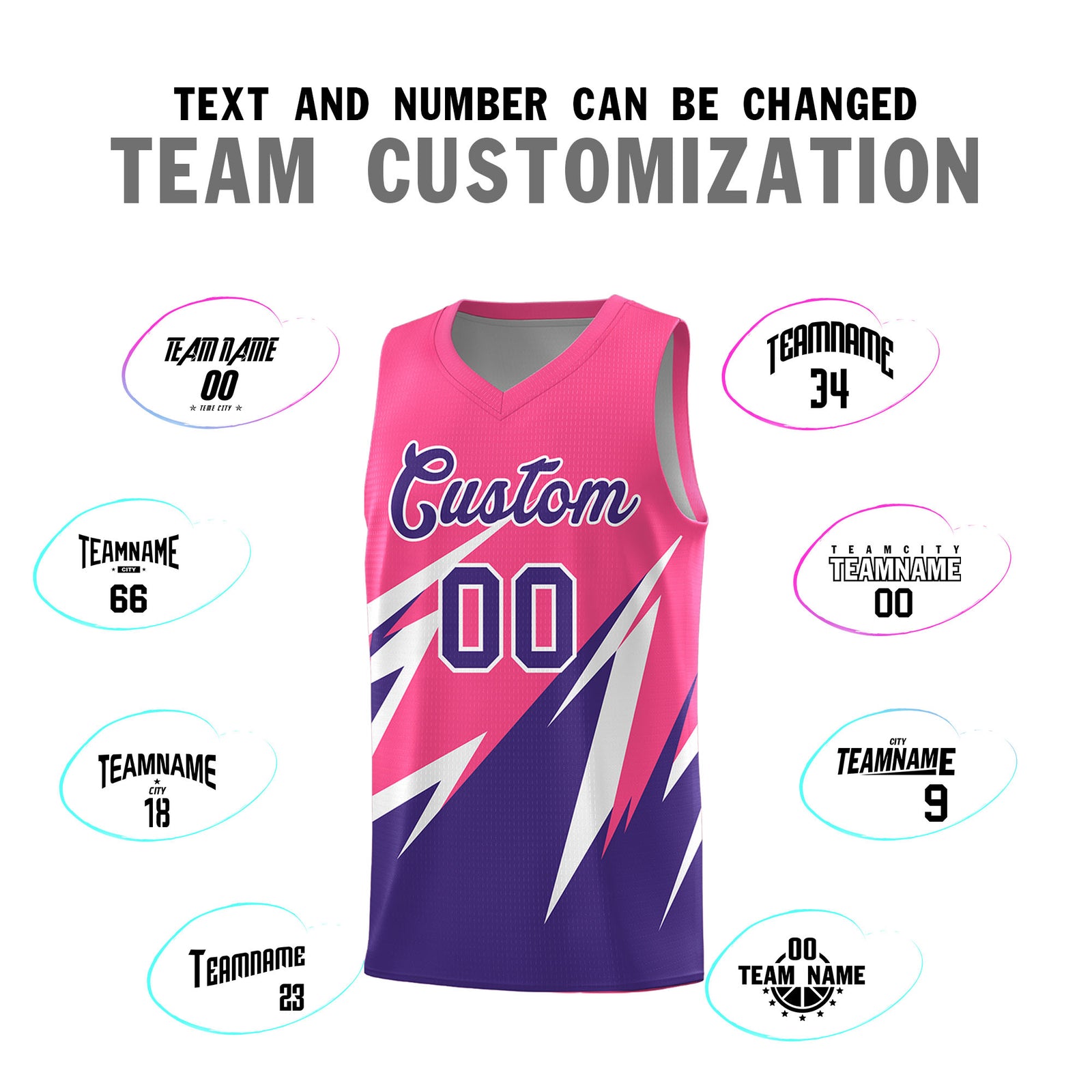 Custom Pink Abstract Mountain Pattern Sports Uniform Basketball Jersey