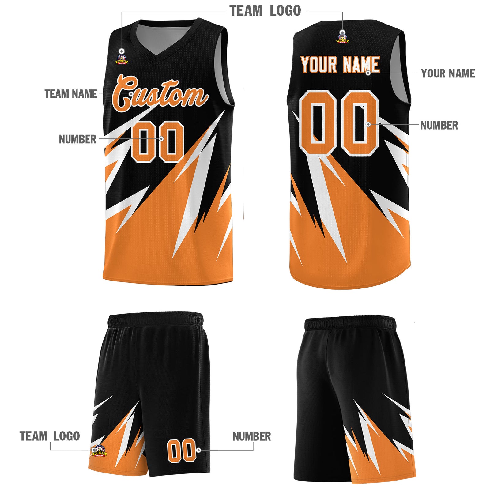Custom Black Abstract Mountain Pattern Sports Uniform Basketball Jersey