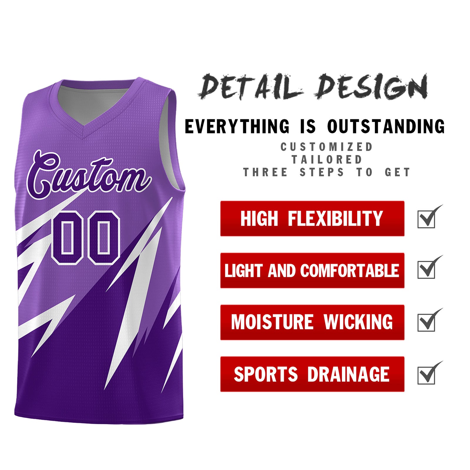 Custom Light Purple Abstract Mountain Pattern Sports Uniform Basketball Jersey