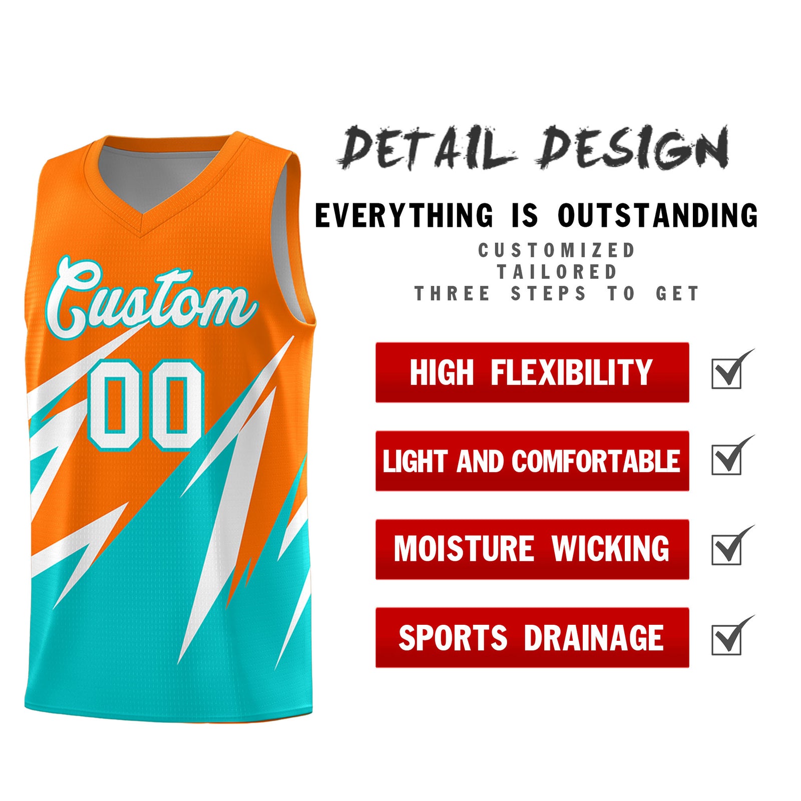Custom Orange Abstract Mountain Pattern Sports Uniform Basketball Jersey
