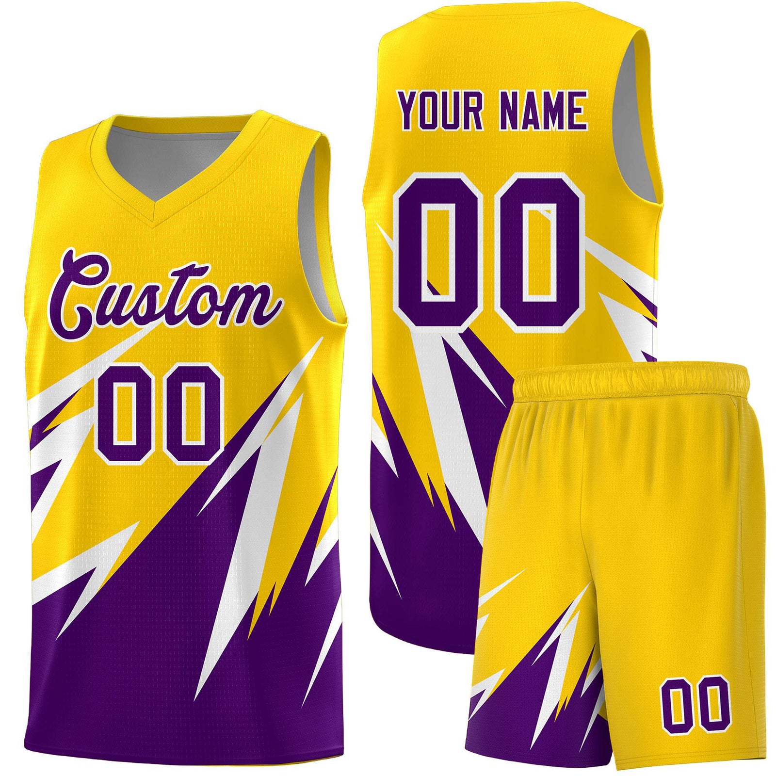 Custom Gold Abstract Mountain Pattern Sports Uniform Basketball Jersey