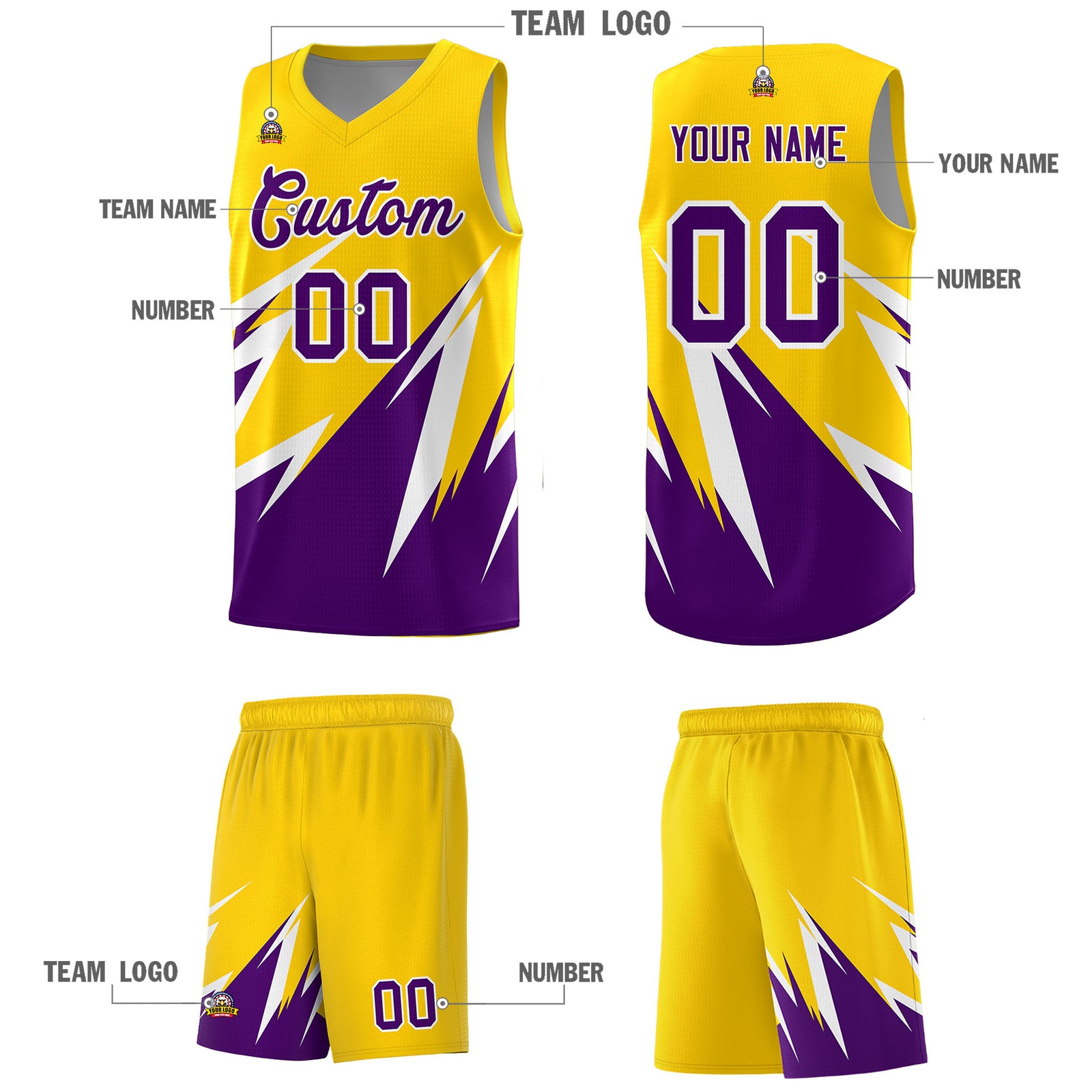 Custom Gold Abstract Mountain Pattern Sports Uniform Basketball Jersey