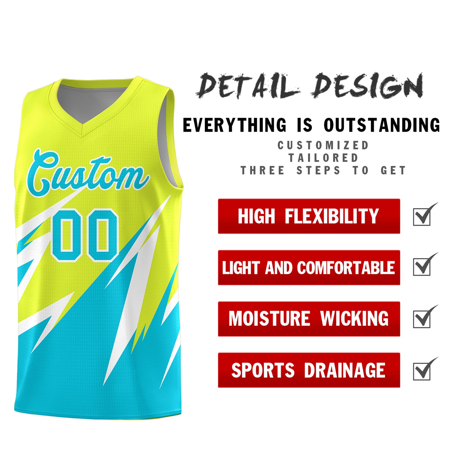 Custom Fluorescent Green Abstract Mountain Pattern Sports Uniform Basketball Jersey