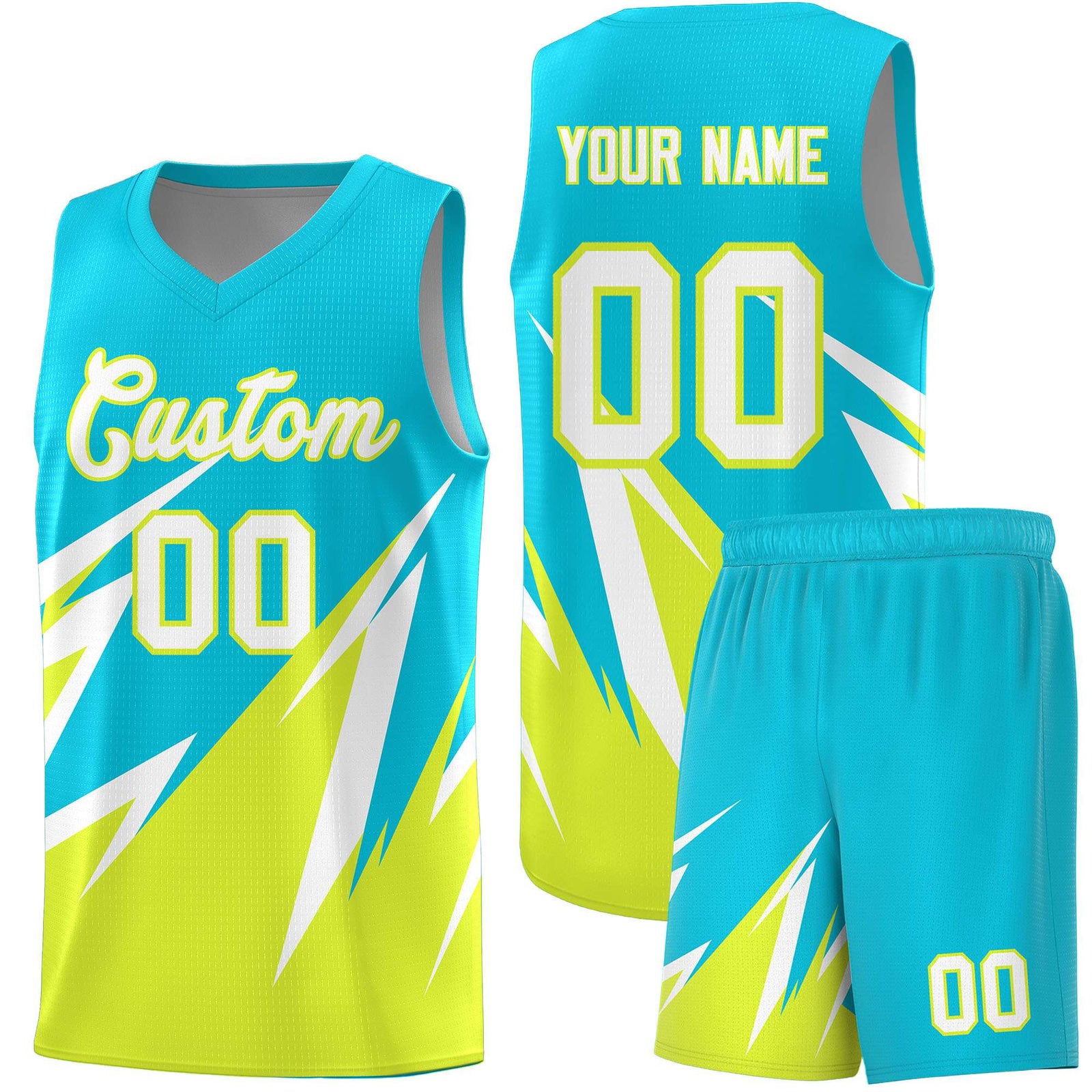 Custom Sky Blue Abstract Mountain Pattern Sports Uniform Basketball Jersey
