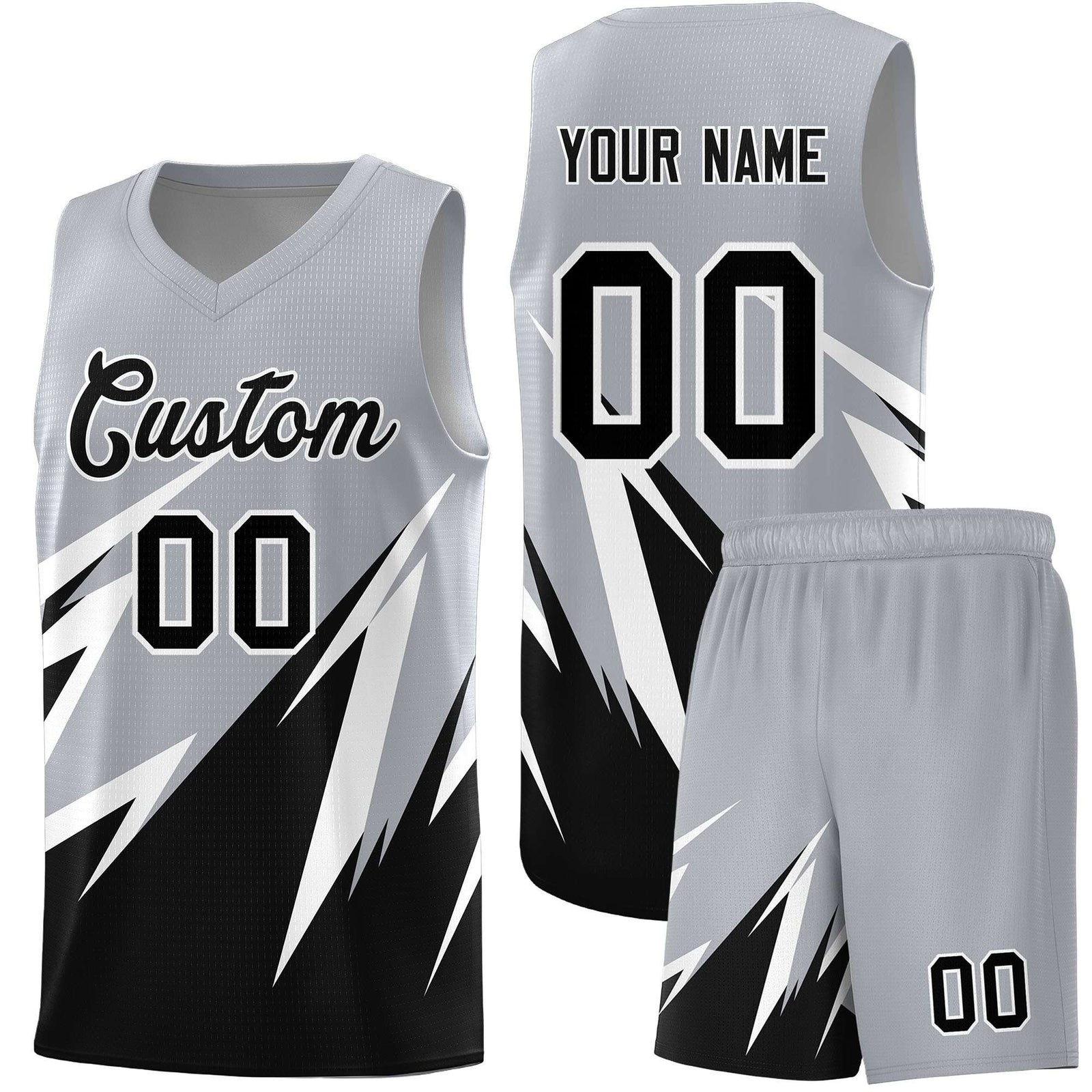 Custom Gray Abstract Mountain Pattern Sports Uniform Basketball Jersey