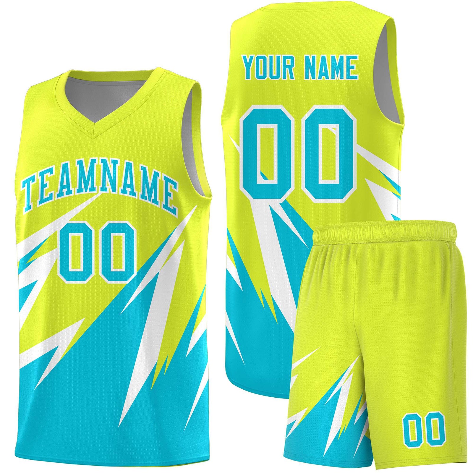 Custom Fluorescent Green Abstract Mountain Pattern Sports Uniform Basketball Jersey
