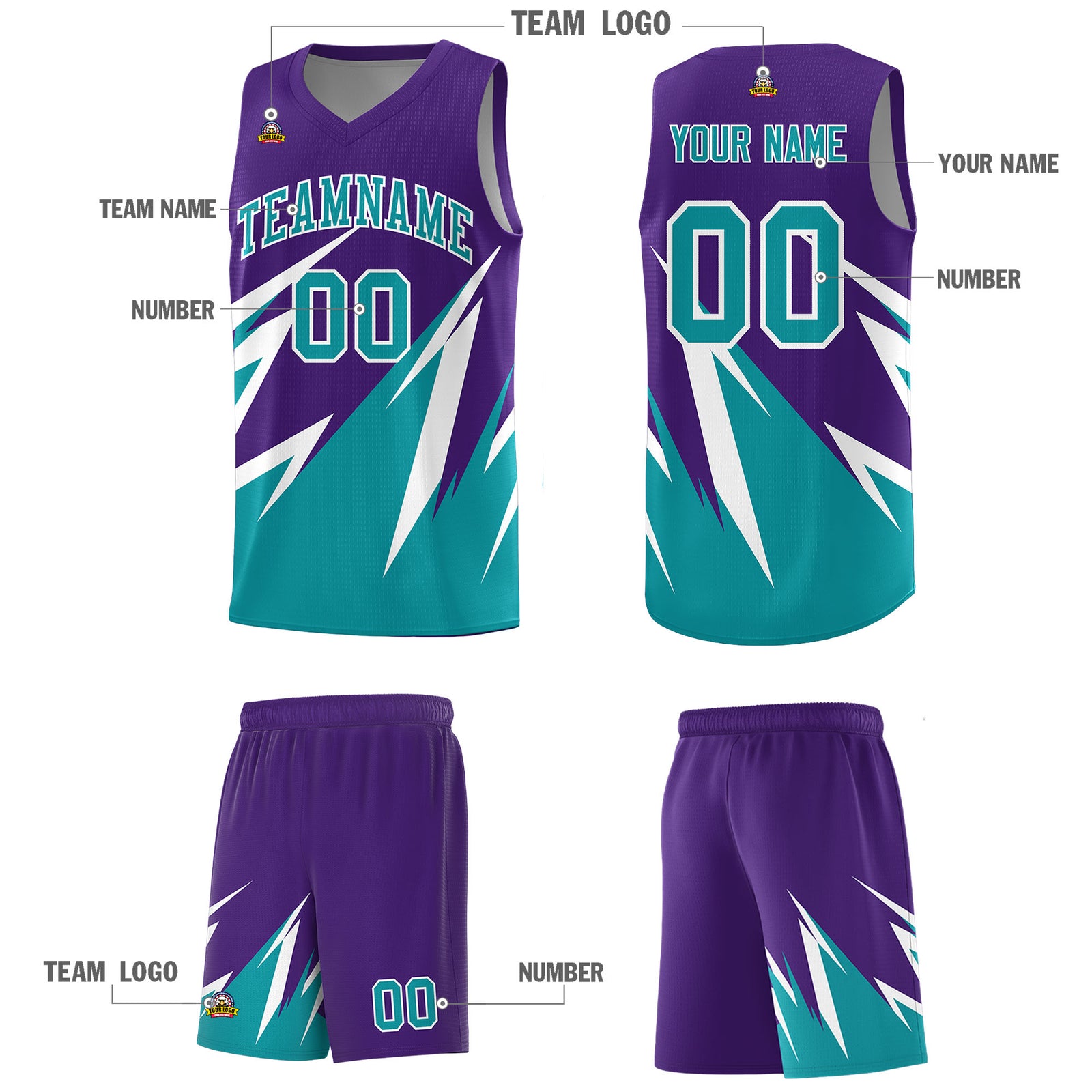 Custom Purple Abstract Mountain Pattern Sports Uniform Basketball Jersey